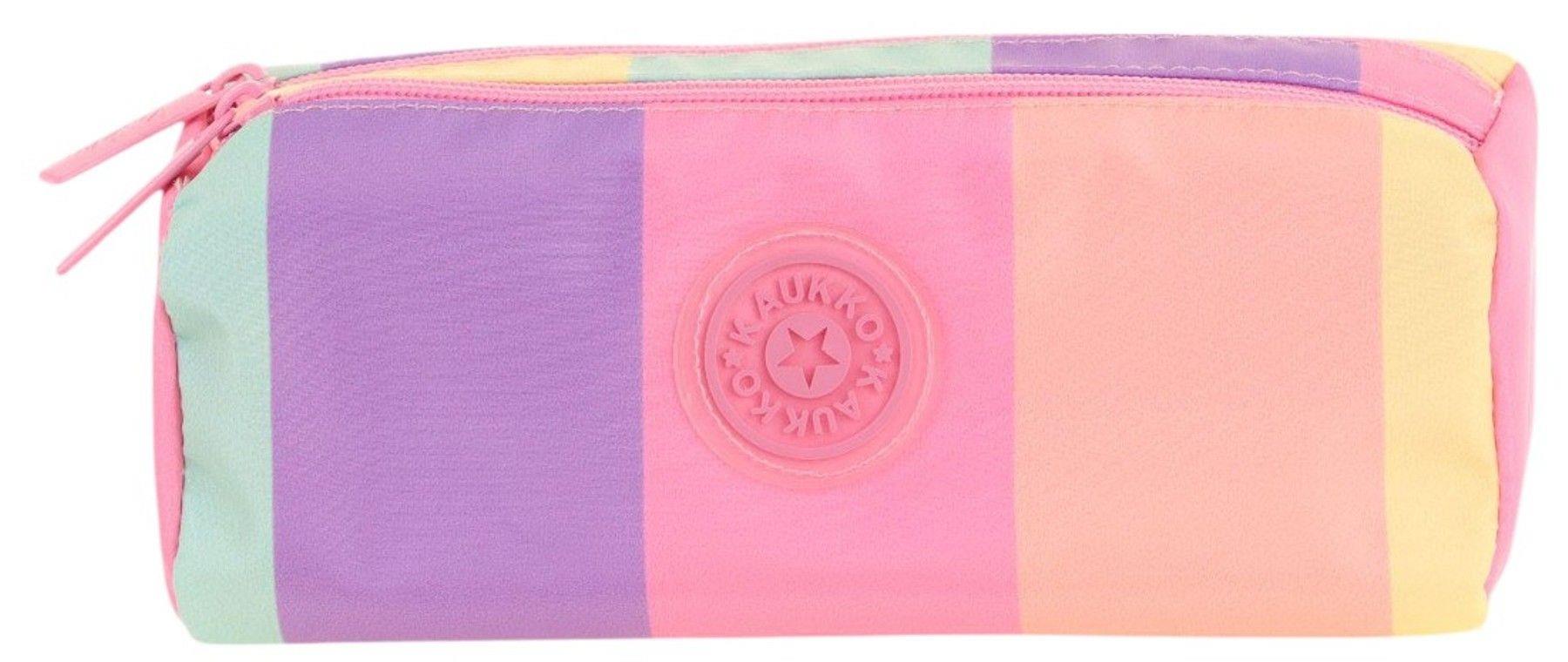 Kaukko İki Bölmeli Kız Çocuk Okul Kalem Çantası - Pembe Çok Renkli - K2713