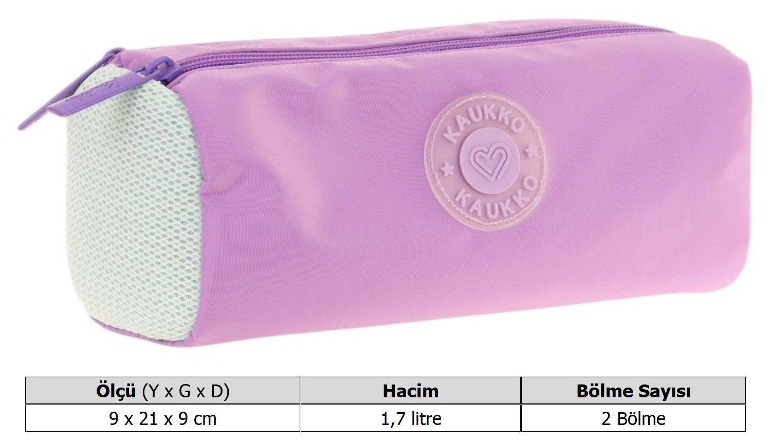 Kaukko İki Bölmeli Kız Çocuk Okul Kalem Çantası - Lila - K2738