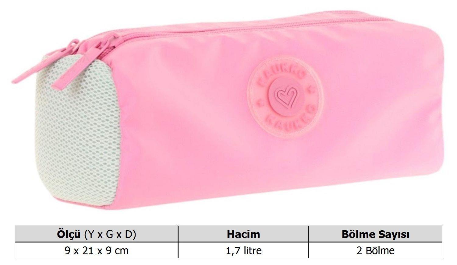 Kaukko İki Bölmeli Kız Çocuk Okul Kalem Çantası - Pembe - K2739
