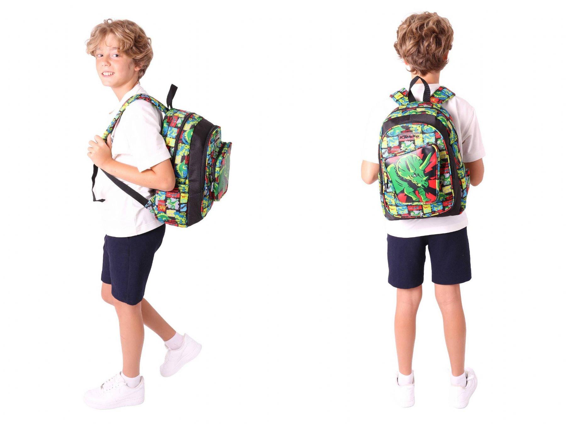 Kaukko Kids 3D Gergedan Detaylı Okul Çantası (L5263) ve Thermo Beslenme Çantası (L7263) Seti - Erkek Çocuk