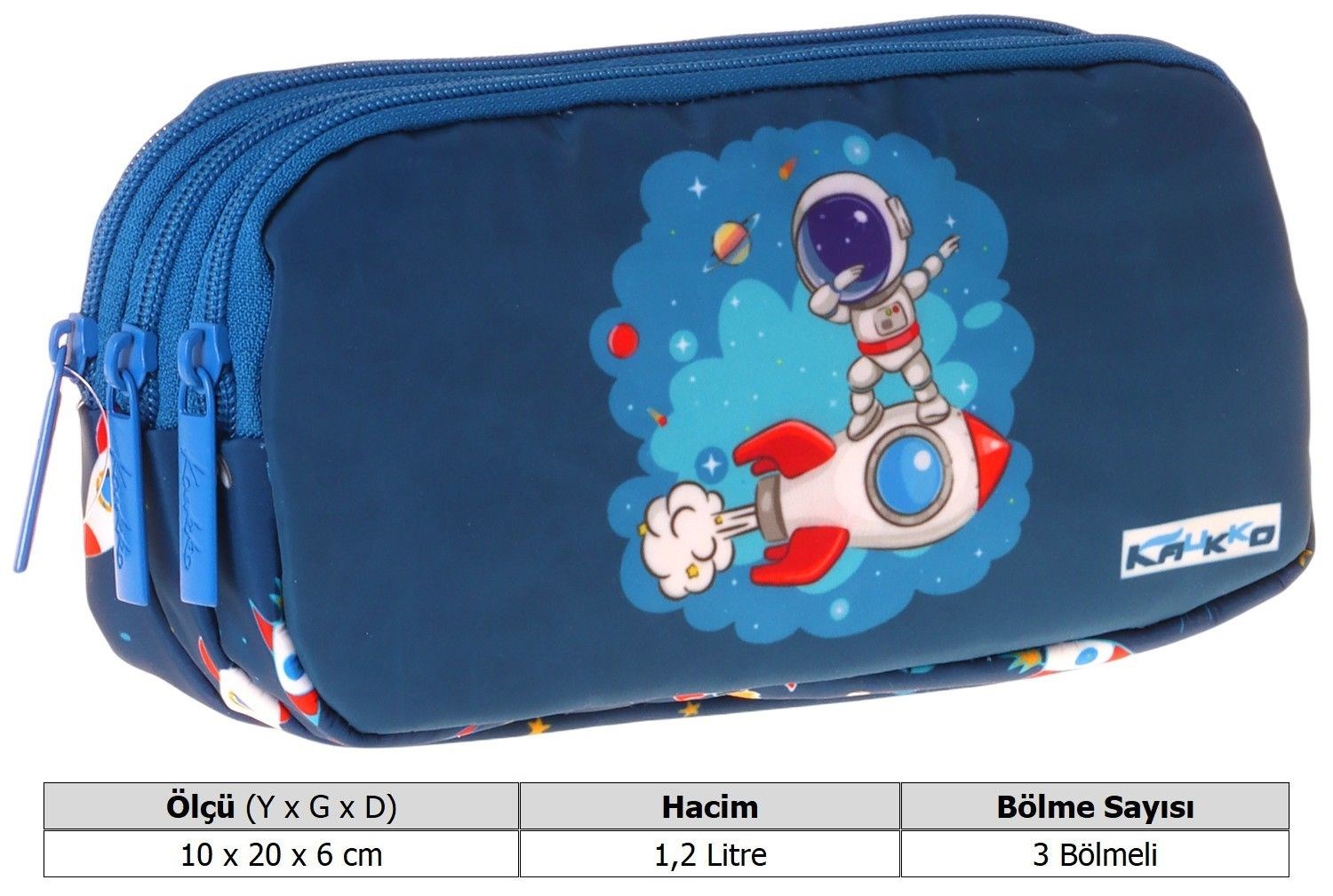 Kaukko Kids Astronot Baskılı Lacivert Erkek Çocuk Okul Kalemliği Kalem Çantası - L5366