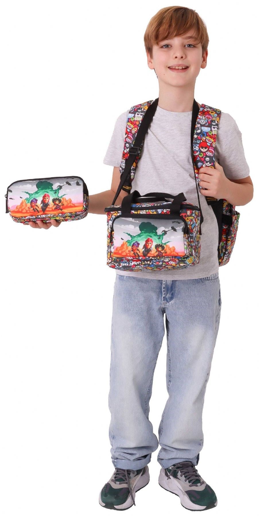 Kaukko Kids Aviator(Siyah Renk) Erkek Çocuk Üçlü İlkokul Okul Çantası Seti/Takımı - SETKK-L5424A