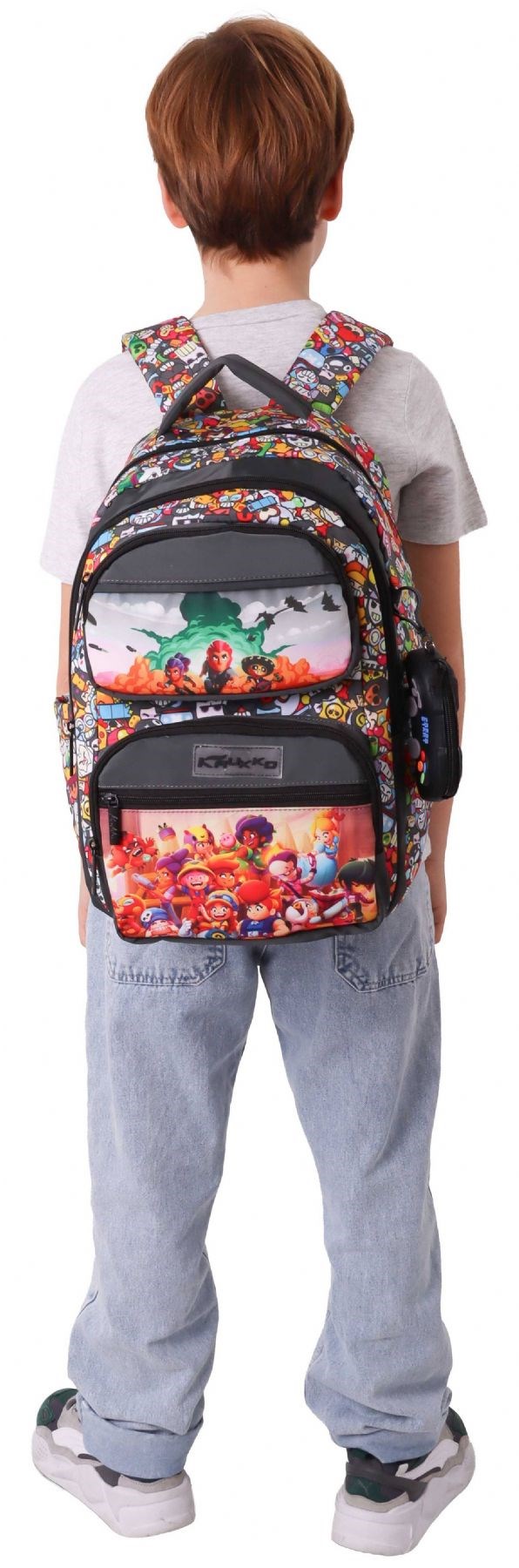 Kaukko Kids Beş Bölmeli Erkek Çocuk Aviator Baskılı Siyah İlkokul Okul Sırt Çantası - L5424