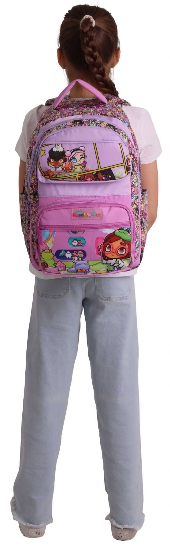Kaukko Kids Beş Bölmeli Kız Çocuk Nagy Baskılı Pembe İlkokul Okul Sırt Çantası - L5333