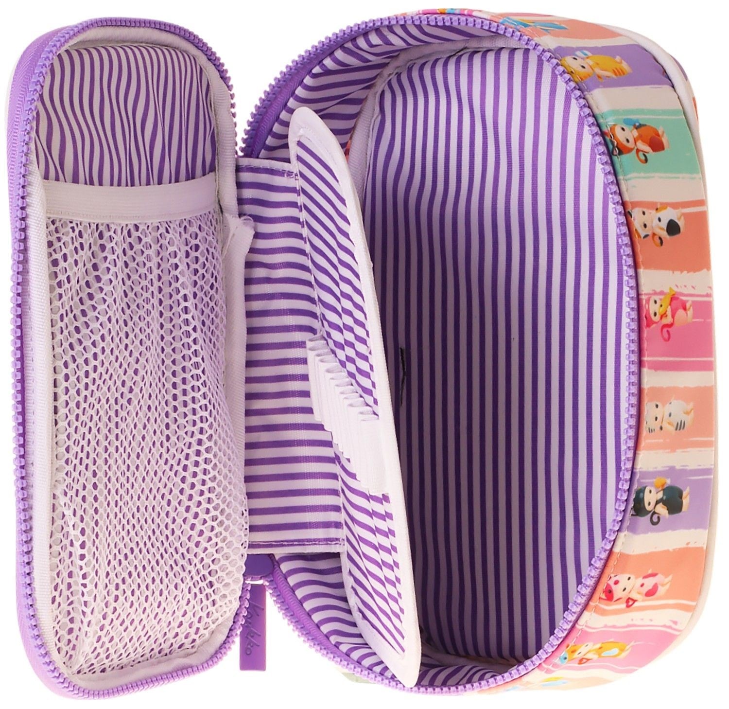 Kaukko Kids Cat Life Baskılı Mor - Krem Kız Çocuk Organizer Kalem Çantası - Kalemlik - L5296