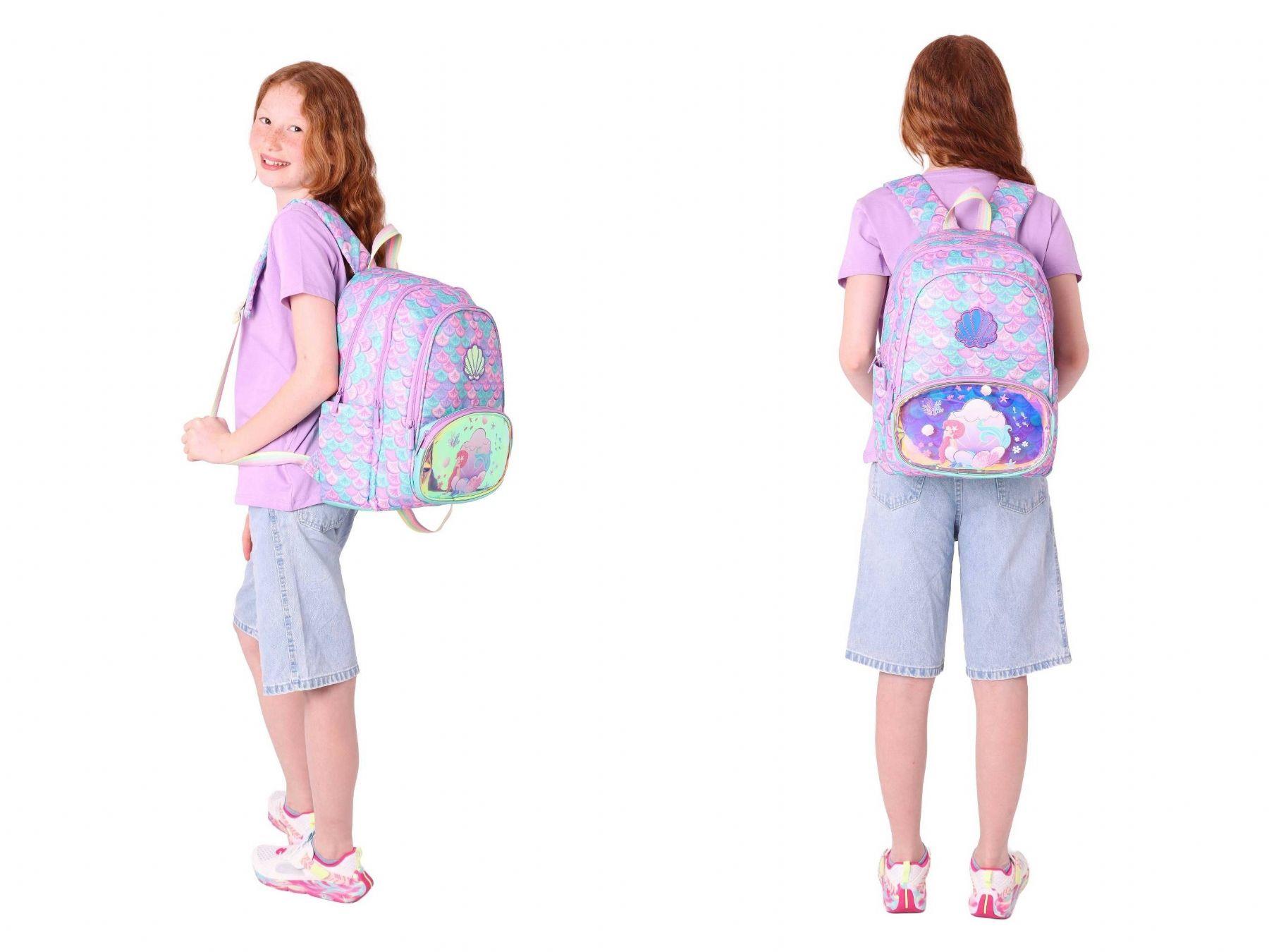 Kaukko Kids Denizkızı Nakışlı ve Baskılı Okul Çantası (L5225) ve Thermo Beslenme Çantası (L7225) Seti - Kız Çocuk