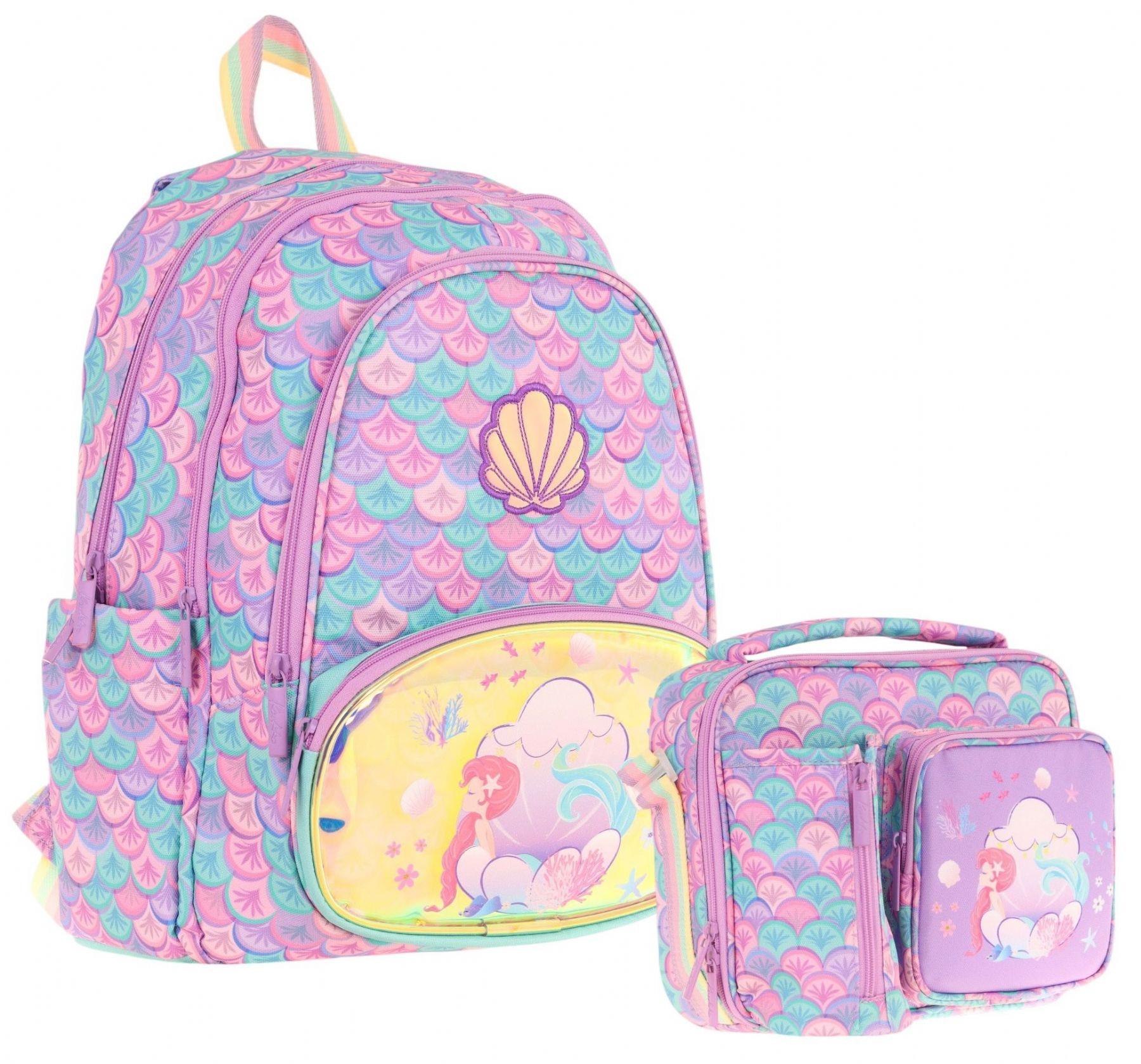 Kaukko Kids Denizkızı Nakışlı ve Baskılı Okul Çantası (L5225) ve Thermo Beslenme Çantası (L7225) Seti - Kız Çocuk