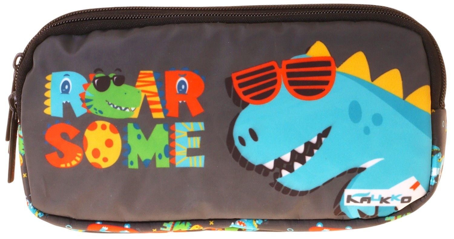 Kaukko Kids Dinazor Roar Some Baskılı Sarı - Mavi Erkek Çocuk Okul Kalemliği Kalem Çantası - L5396