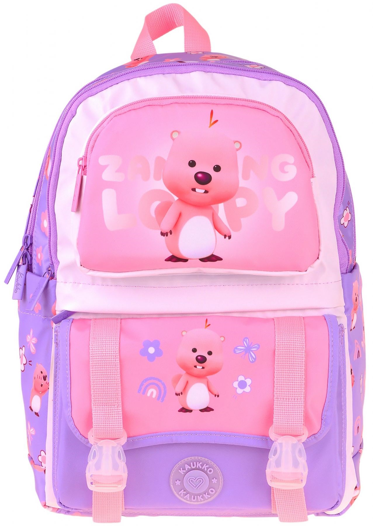 Kaukko Kids Dört Bölmeli Kız Çocuk Loopy Baskılı Lila - Pembe Okul Sırt Çantası - L5303