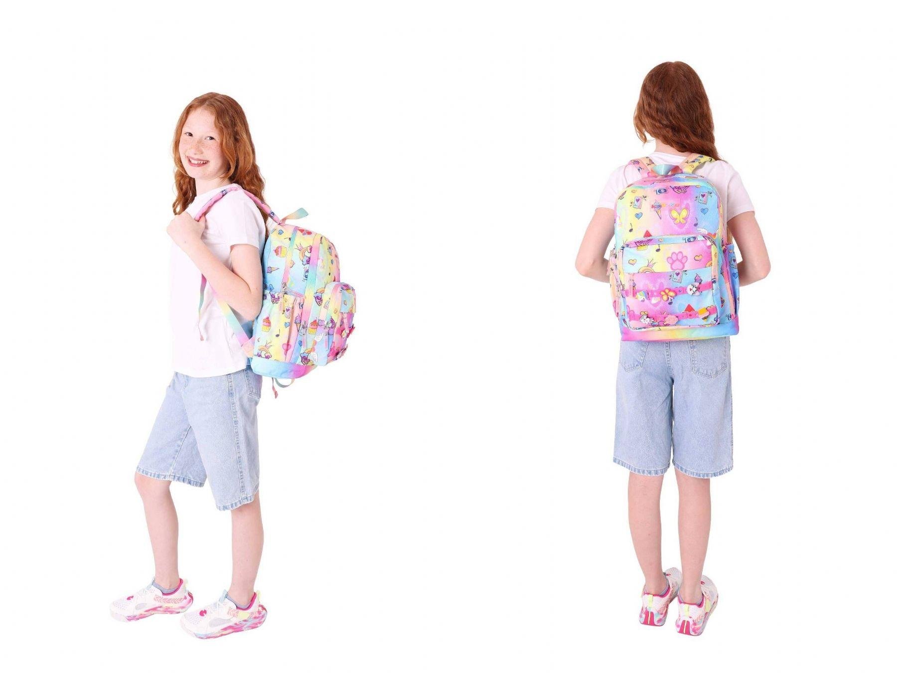 Kaukko Kids Dört Bölmeli Sırt Çantası ve Isı Yalıtımlı Beslenme Çantası Seti - Kız Çocuk - Mavi Sarı