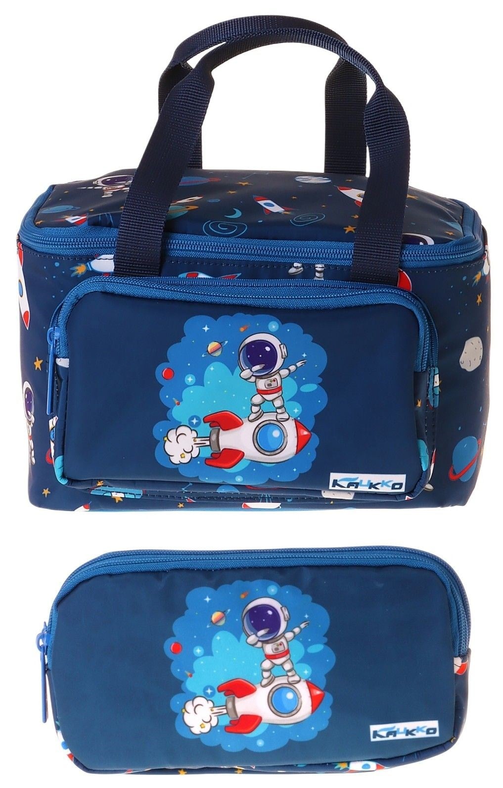 Kaukko Kids Erkek Çocuk Astronot Baskılı Lacivert Thermo Beslenme Çantası ve Kalemlik Seti - SETKK-L5365