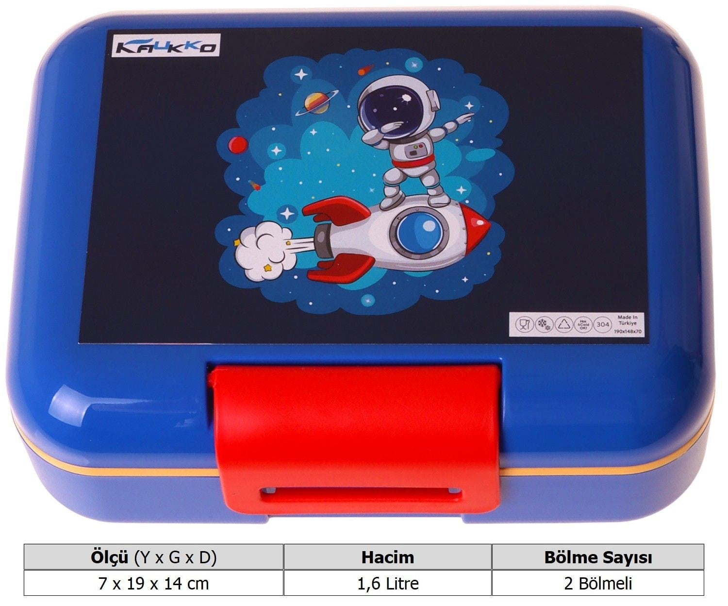 Kaukko Kids Erkek Çocuk Astronot Baskılı Lacivert Çift Katlı Beslenme Kabı - L5368