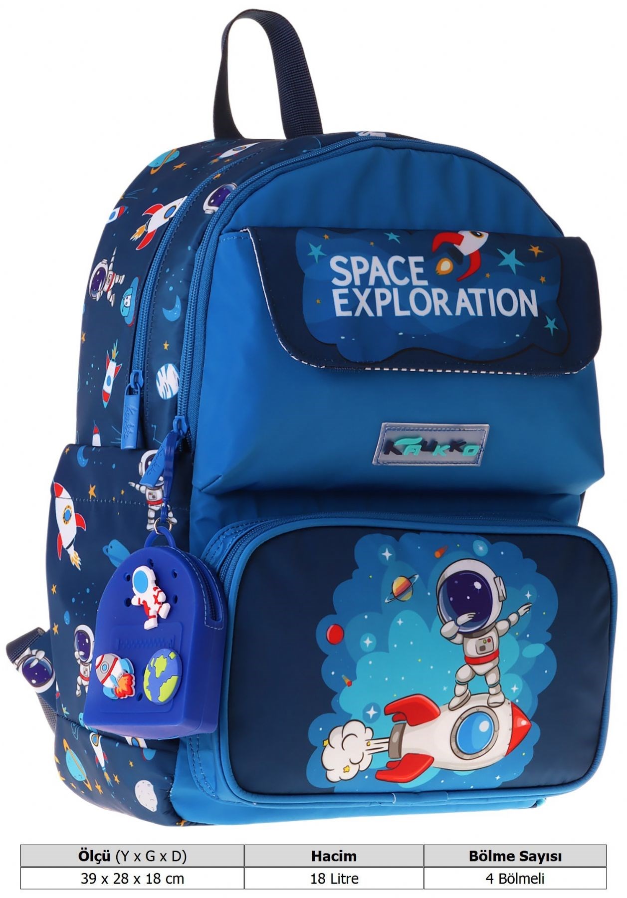 Kaukko Kids Erkek Çocuk Astronot Baskılı Okul Çantası - Lacivert - Space - L5364