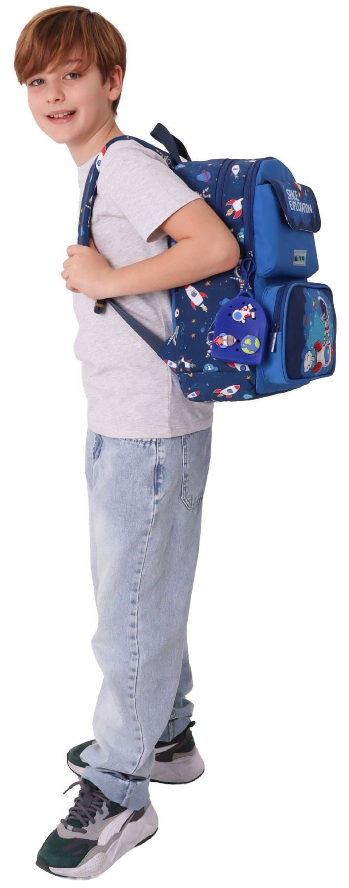 Kaukko Kids Erkek Çocuk Astronot Baskılı Okul Çantası - Lacivert - Space - L5364