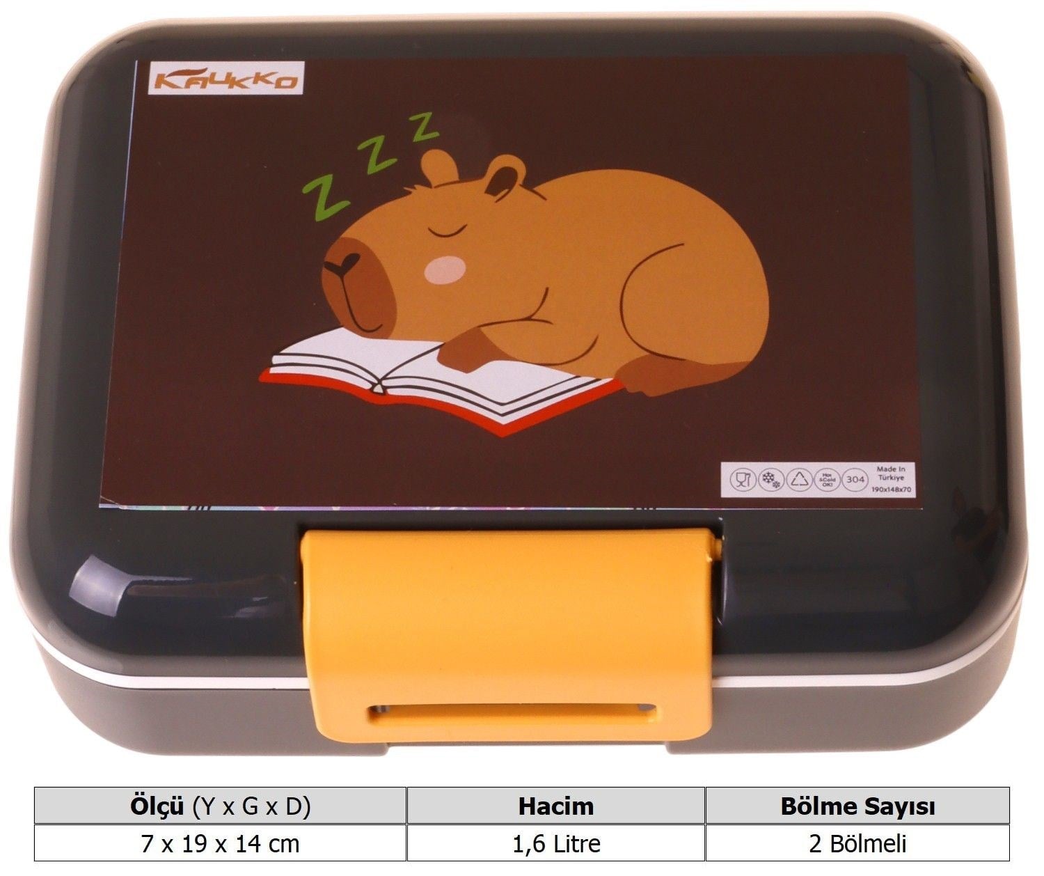 Kaukko Kids Erkek Çocuk Clever Baskılı Kahverengi Çift Katlı Beslenme Kabı - L5388