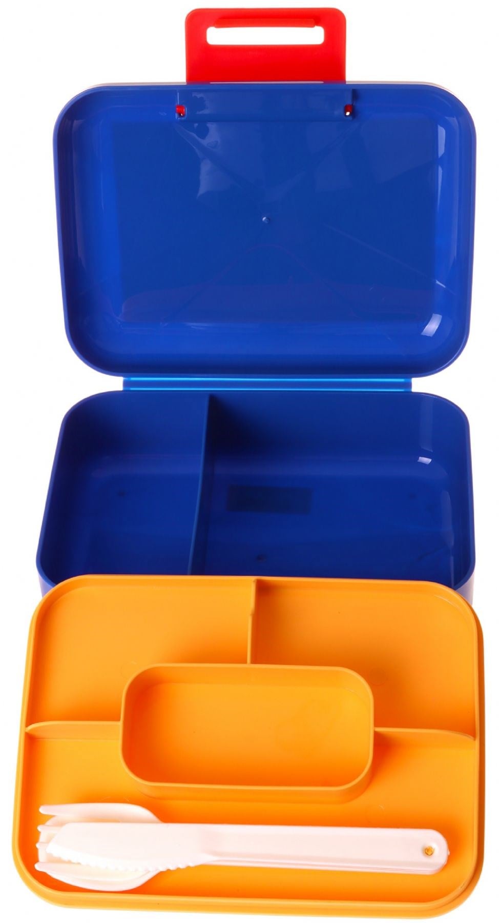Kaukko Kids Erkek Çocuk Dinazor ve İş Makinesi Baskılı Mavi - Sarı Çift Katlı Beslenme Kabı - L5373