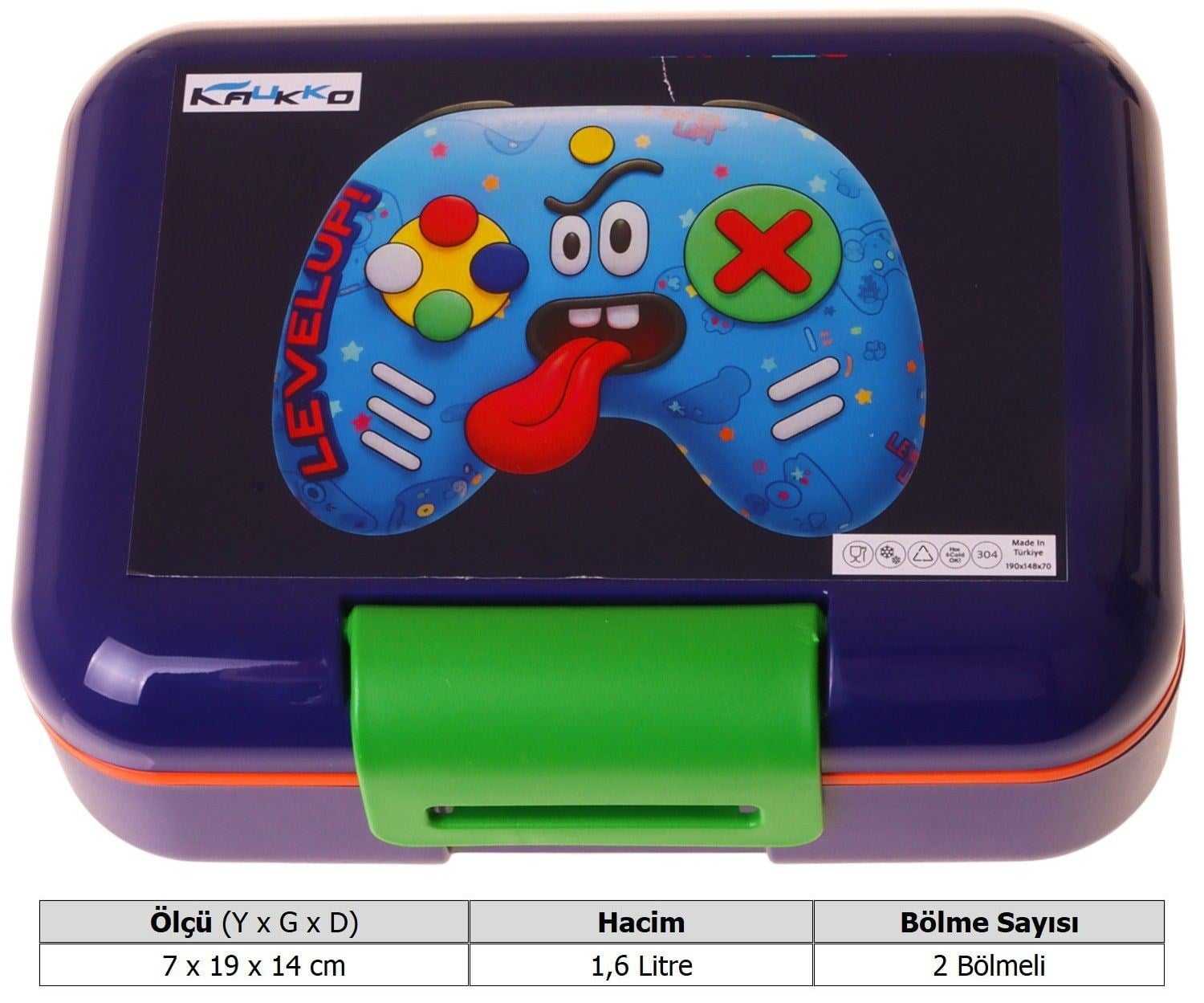 Kaukko Kids Erkek Çocuk Good Game Baskılı Lacivert - Kırmızı Çift Katlı Beslenme Kabı - L5393