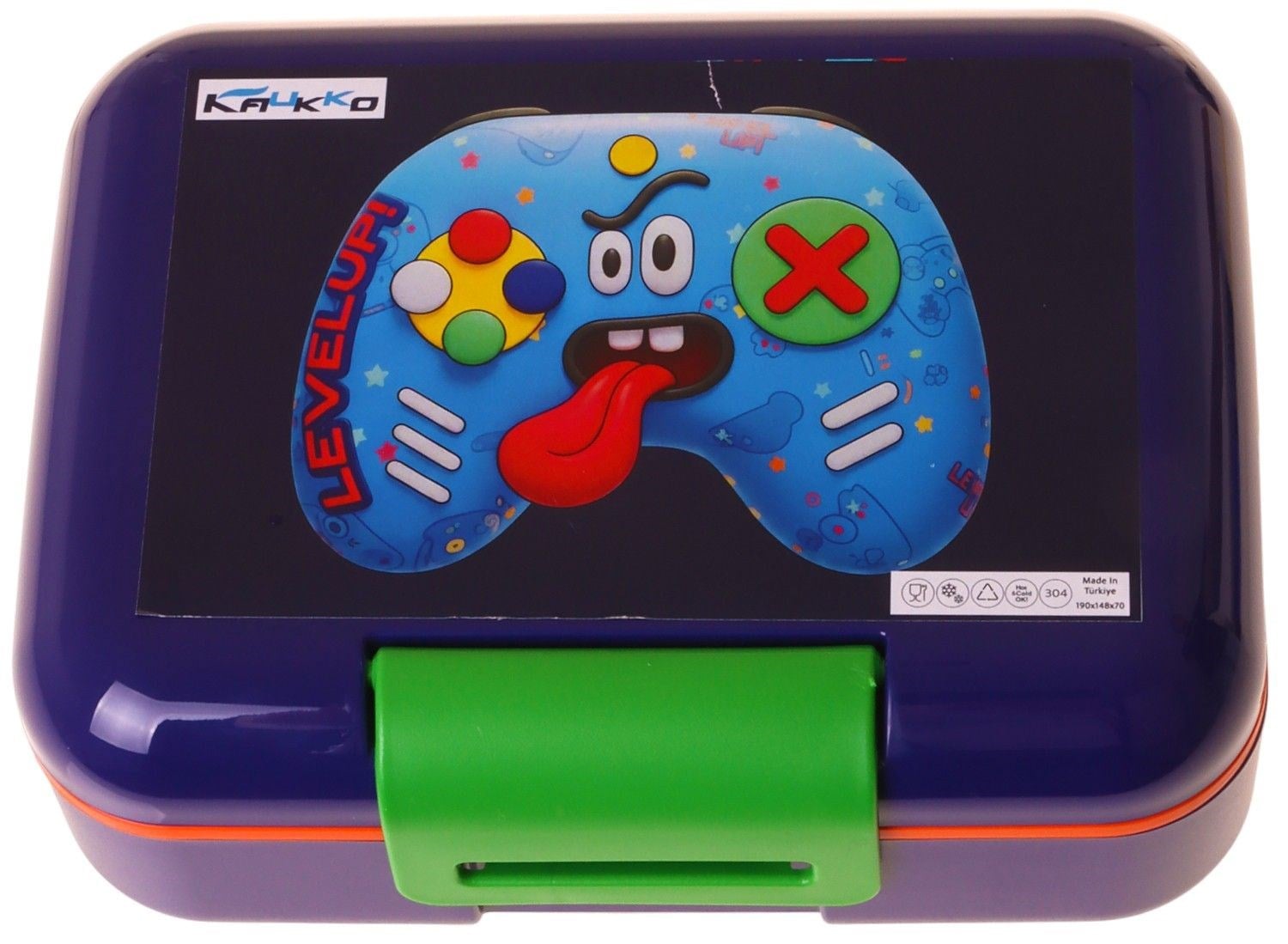 Kaukko Kids Erkek Çocuk Good Game Baskılı Lacivert - Kırmızı Çift Katlı Beslenme Kabı - L5393