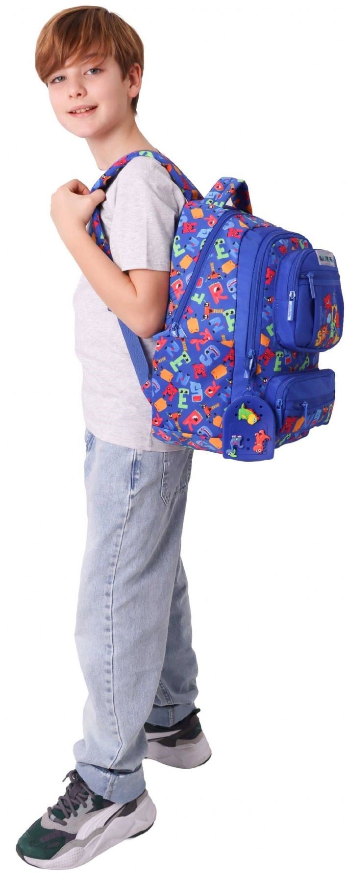 Kaukko Kids Erkek Çocuk Moster Baskılı (Monster) Altı Bölmeli İlkokul Sırt Çantası - L5404