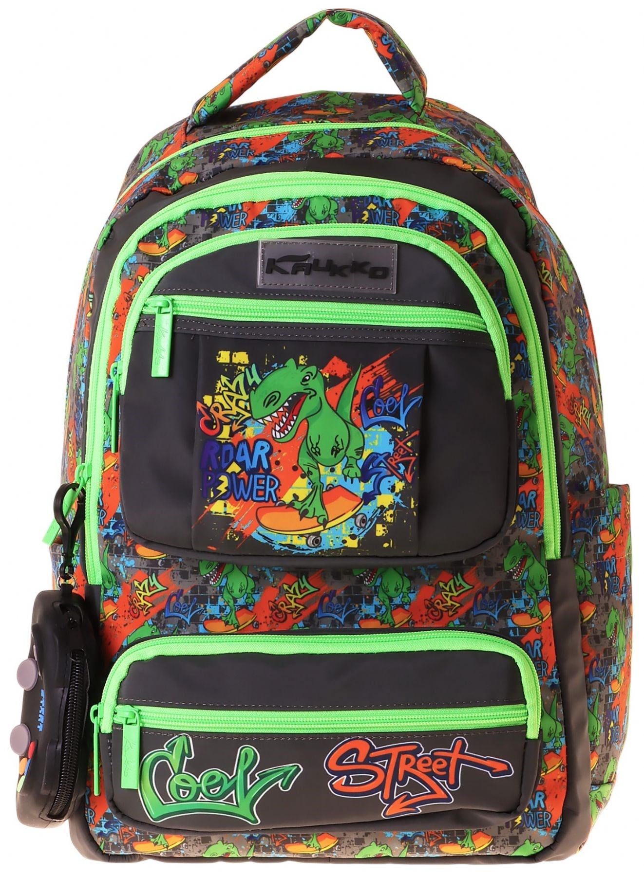 Kaukko Kids Erkek Çocuk Street Dinazor Baskılı (Street) Altı Bölmeli İlkokul Sırt Çantası - L5414