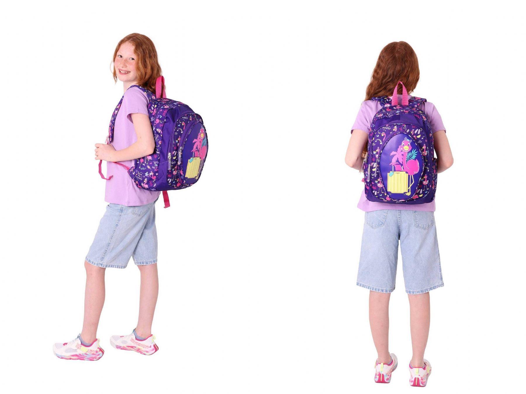 Kaukko Kids Flamingo Detaylı Okul Çantası (L5223) ve Thermo Beslenme Çantası (L7223) Seti - Kız Çocuk