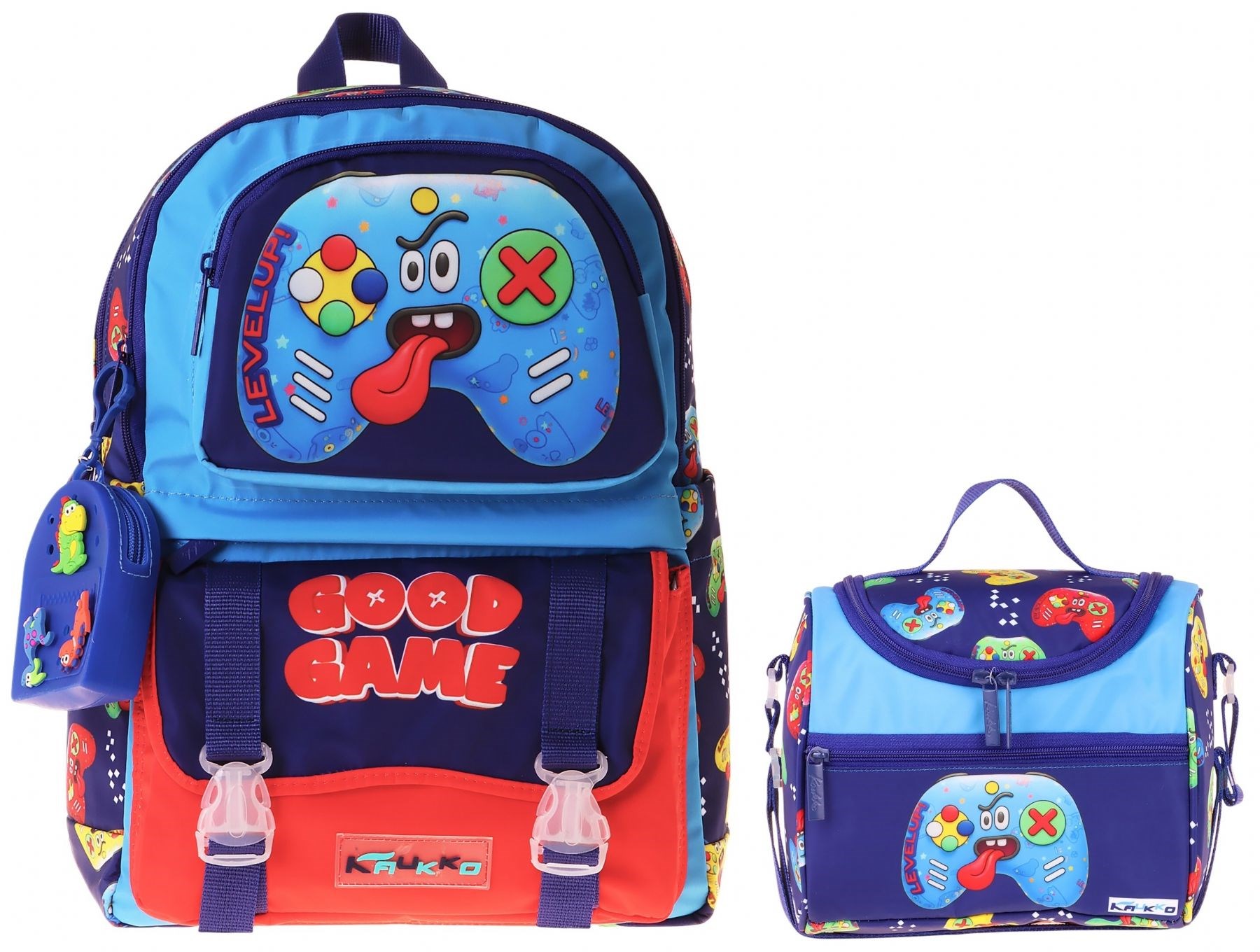 Kaukko Kids Good Game Erkek Çocuk Lacivert - Kırmızı İlkokul Sırt Çantası ve Beslenme Çanta Seti - SETKK-L5389B