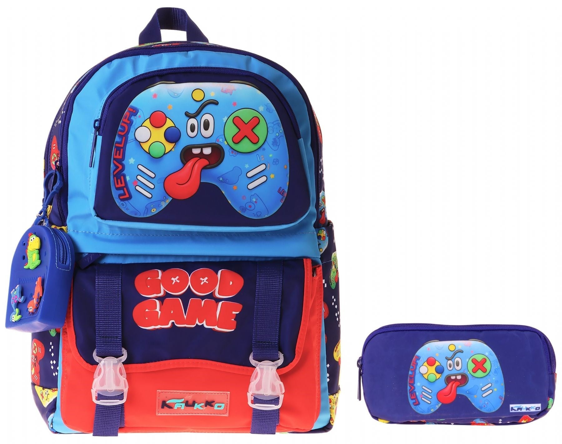Kaukko Kids Good Game Lacivert - Kırmızı Erkek Çocuk İlkokul Sırt Çantası ve Kalem Çantası Seti - SETKK-L5389C