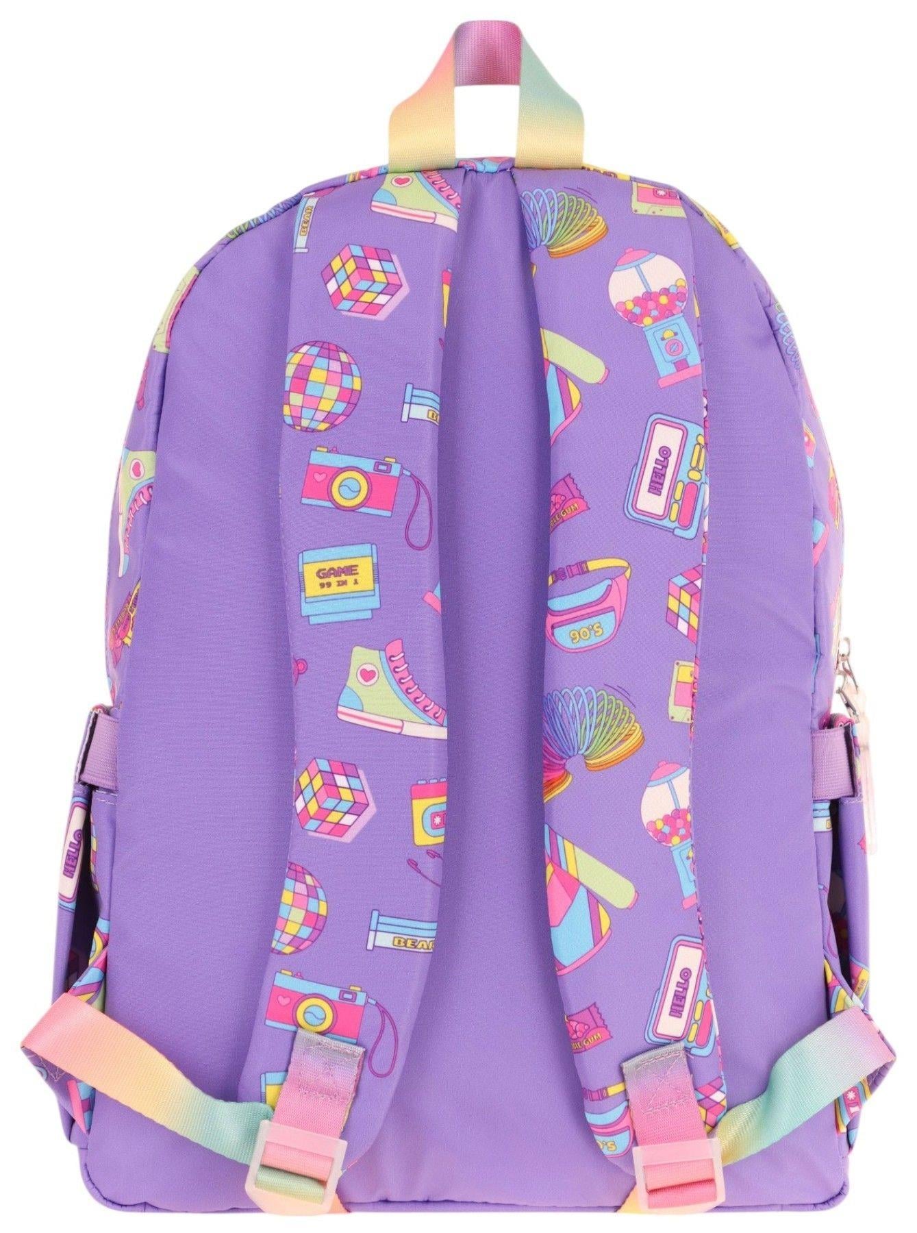 Kaukko Kids Kız Çocuk Armalı Hobi Desenli İlkokul Okul Sırt Çantası (Dört Bölmeli) - Mor - L5238