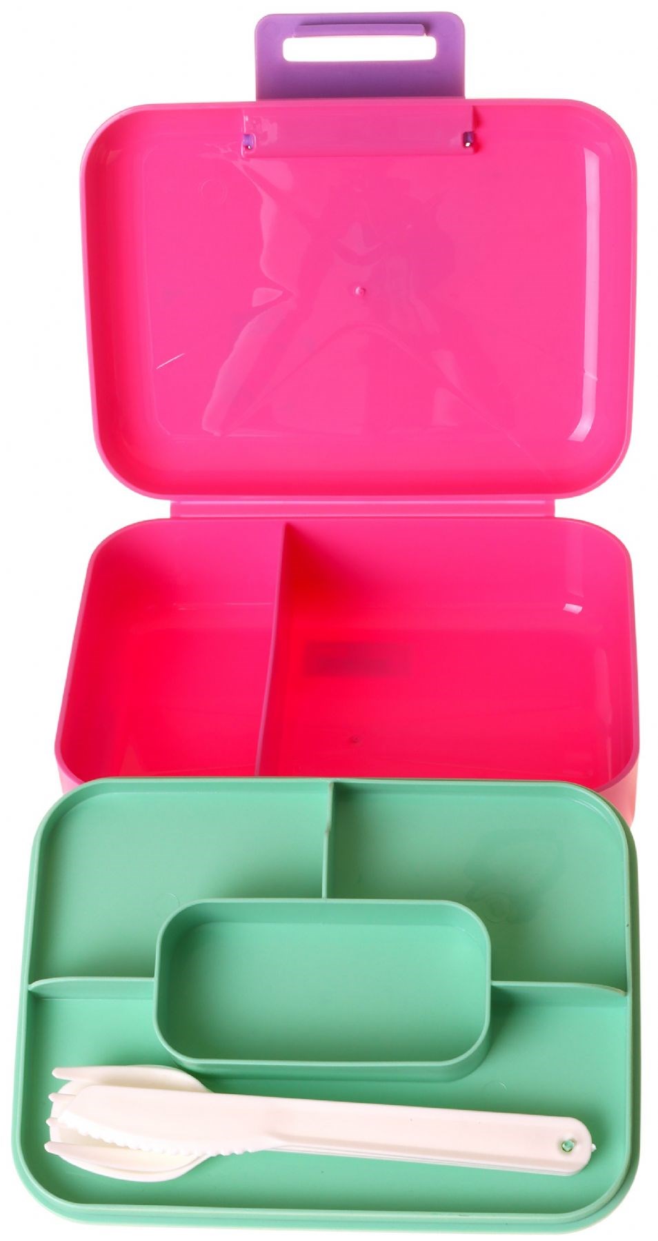 Kaukko Kids Kız Çocuk Bisikletli Kedi Baskılı Yeşil Çift Katlı Beslenme Kabı - L5332