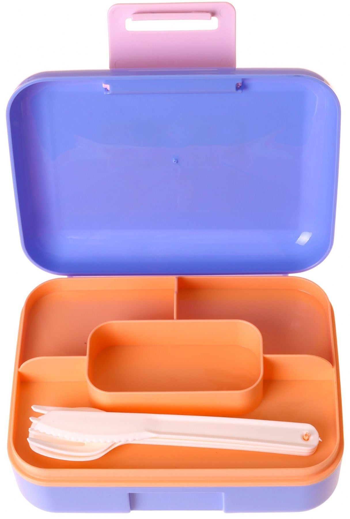 Kaukko Kids Kız Çocuk Cat Life Baskılı Mor - Krem Çift Katlı Beslenme Kabı - L5317