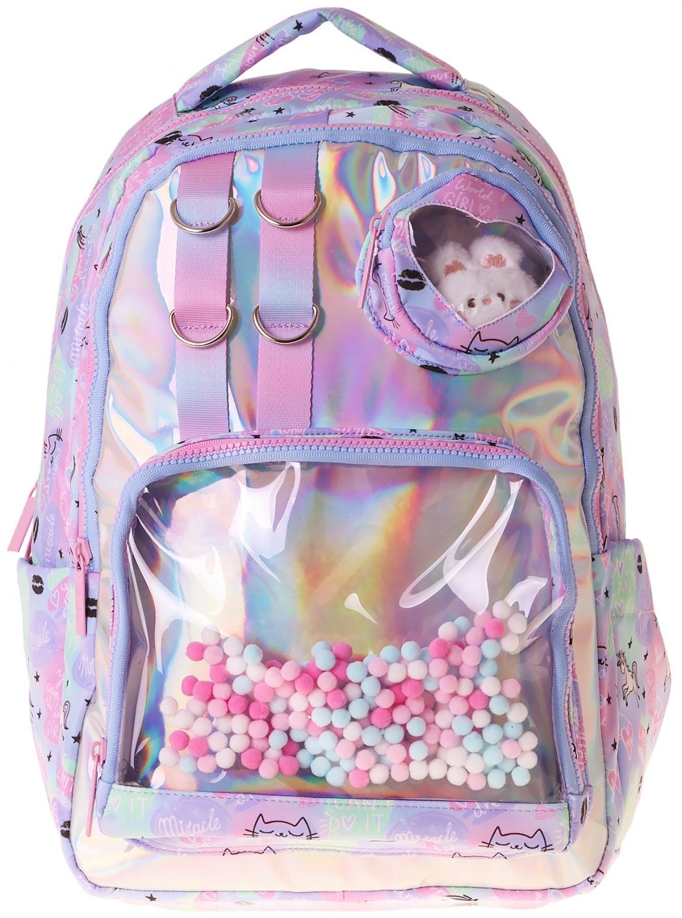 Kaukko Kids Kız Çocuk Dream Baskılı Çok Renkli Peluş Aksesuarlı İlkokul Okul Sırt Çantası - L5343