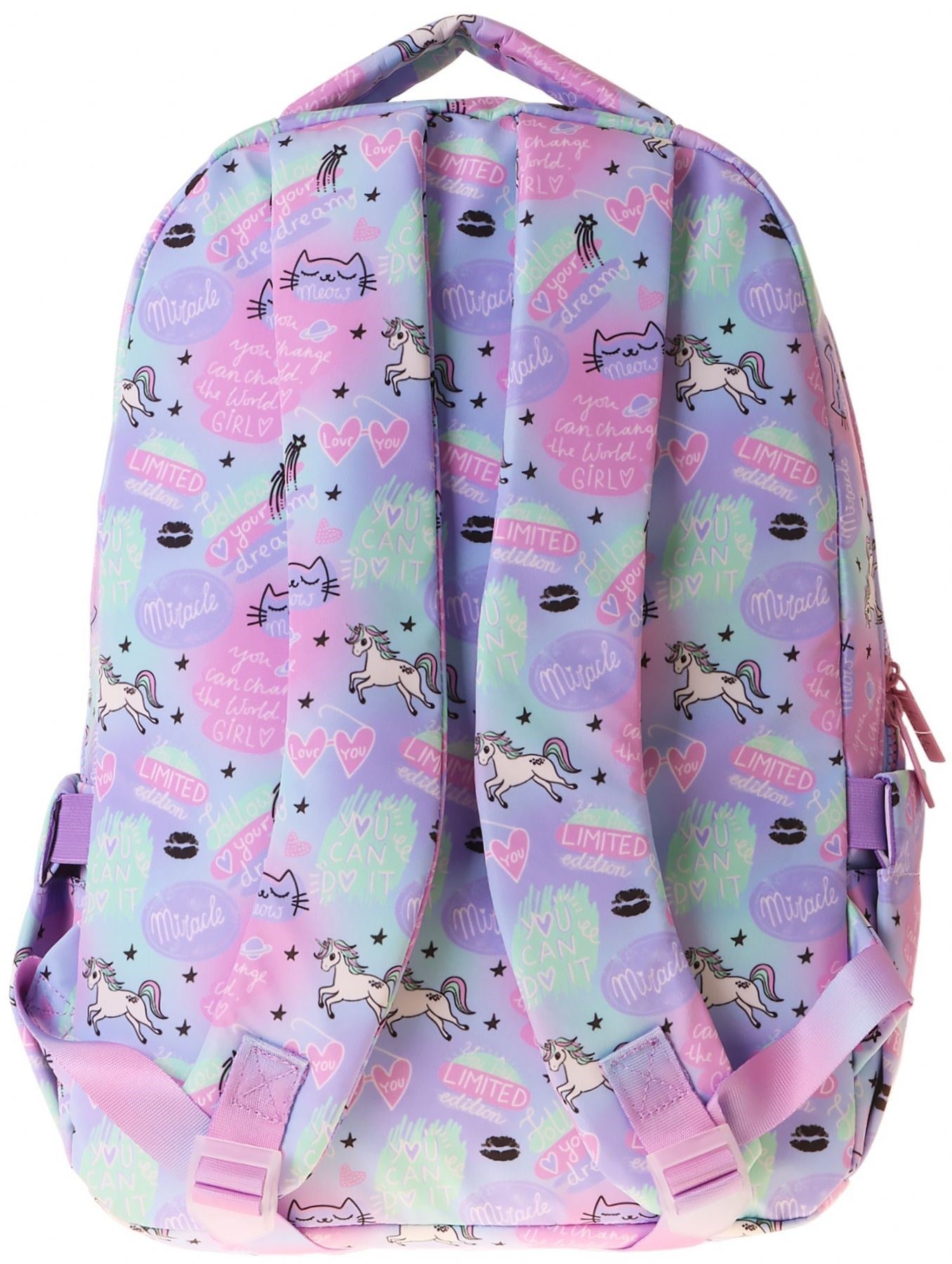 Kaukko Kids Kız Çocuk Dream Baskılı Çok Renkli Peluş Aksesuarlı İlkokul Okul Sırt Çantası - L5343