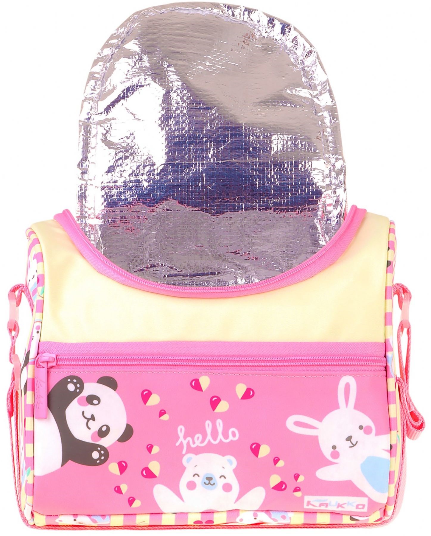 Kaukko Kids Kız Çocuk Hello Baskılı Isı Yalıtımlı Okul Beslenme Çantası (Sarı - Pembe) - L5309