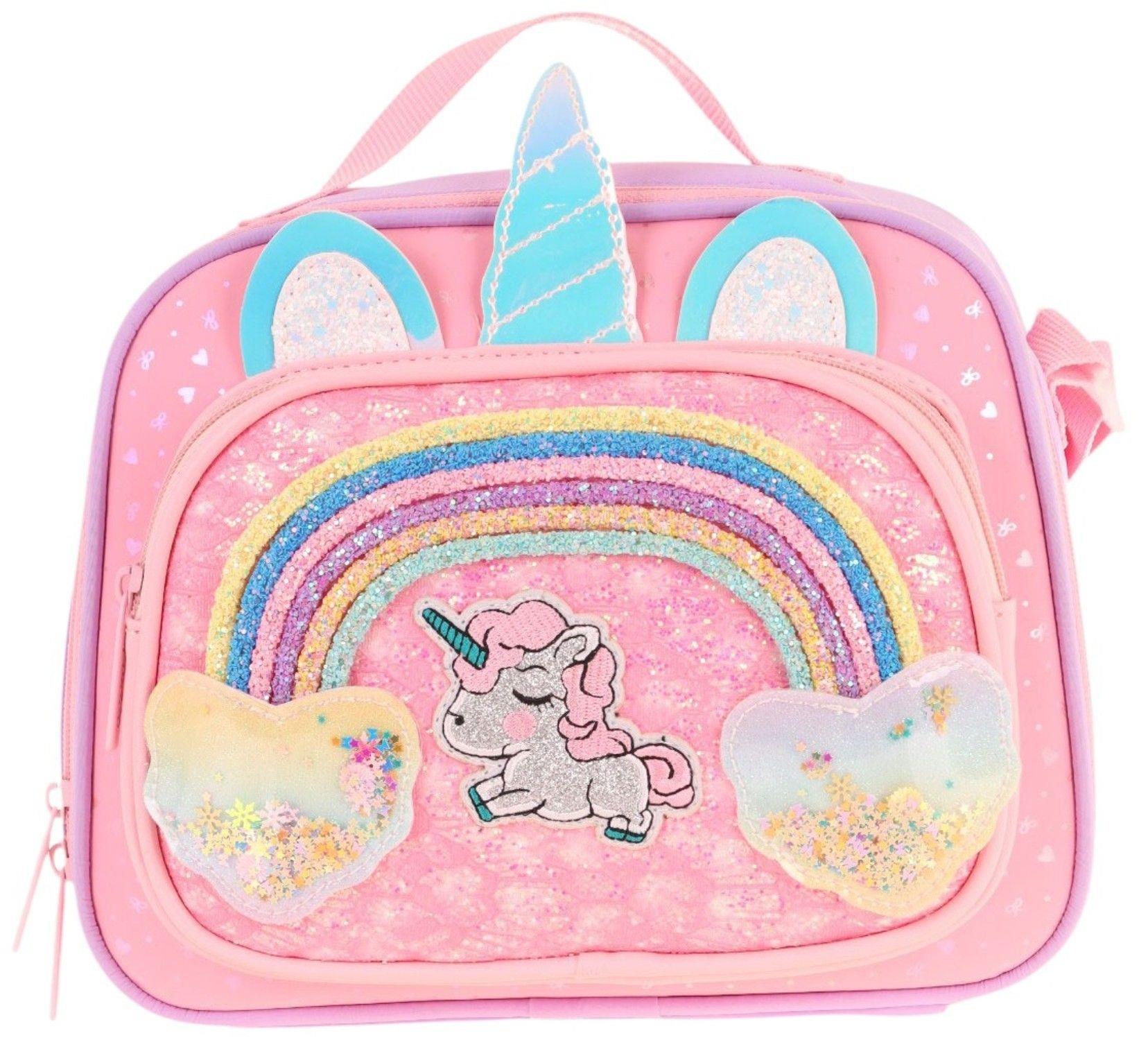Kaukko Kids Kız Çocuk Isı Yalıtımlı İki Bölmeli Beslenme Çantası (Simli Unicorn Desenli) L7212