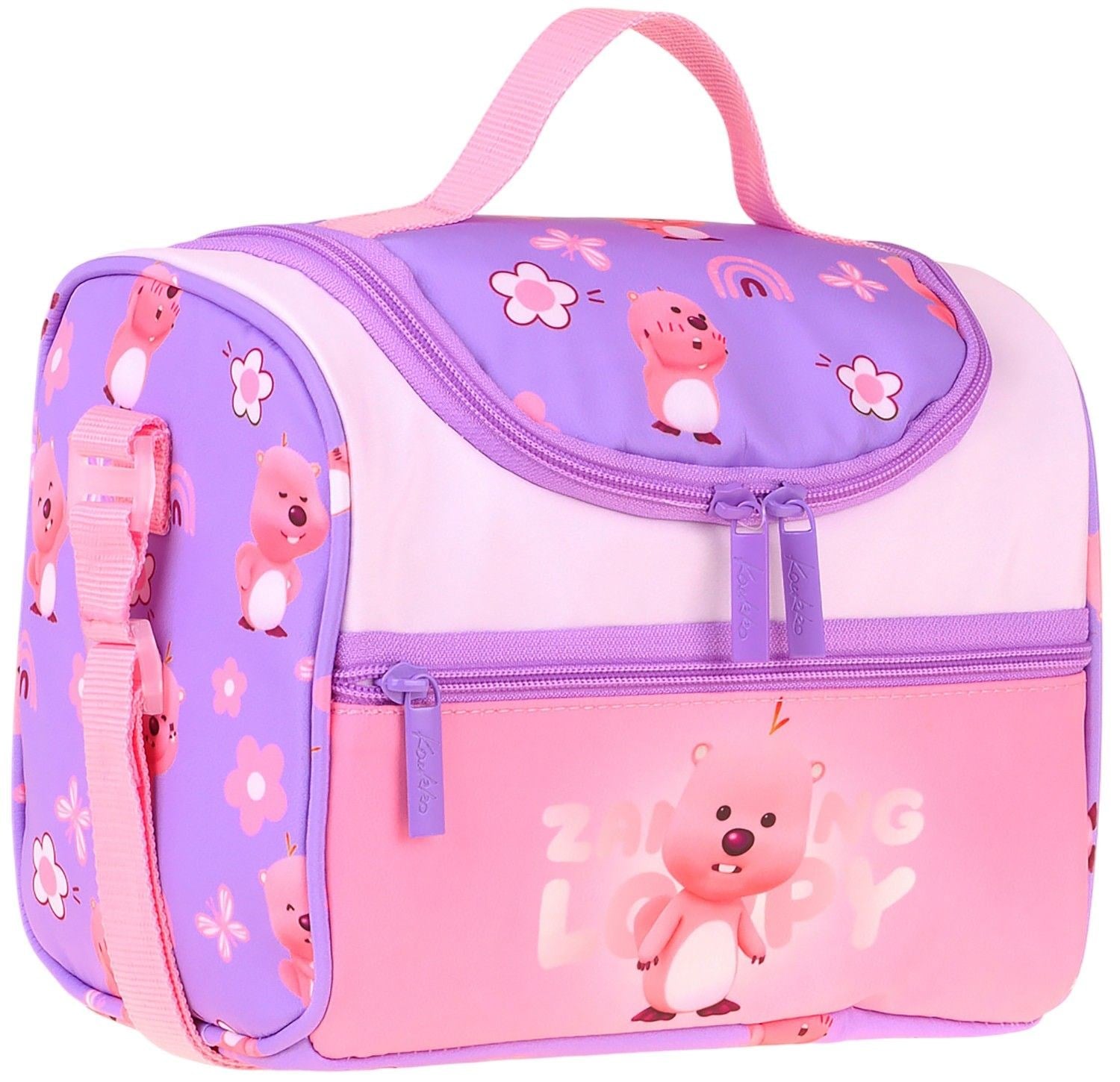 Kaukko Kids Kız Çocuk Loopy Baskılı Isı Yalıtımlı Okul Beslenme Çantası (Lila - Pembe) - L5304
