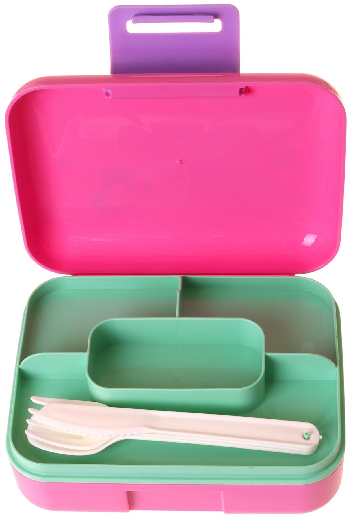 Kaukko Kids Kız Çocuk Mercan ve Denizkızı Baskılı Pembe - Mavi Çift Katlı Beslenme Kabı - L5327