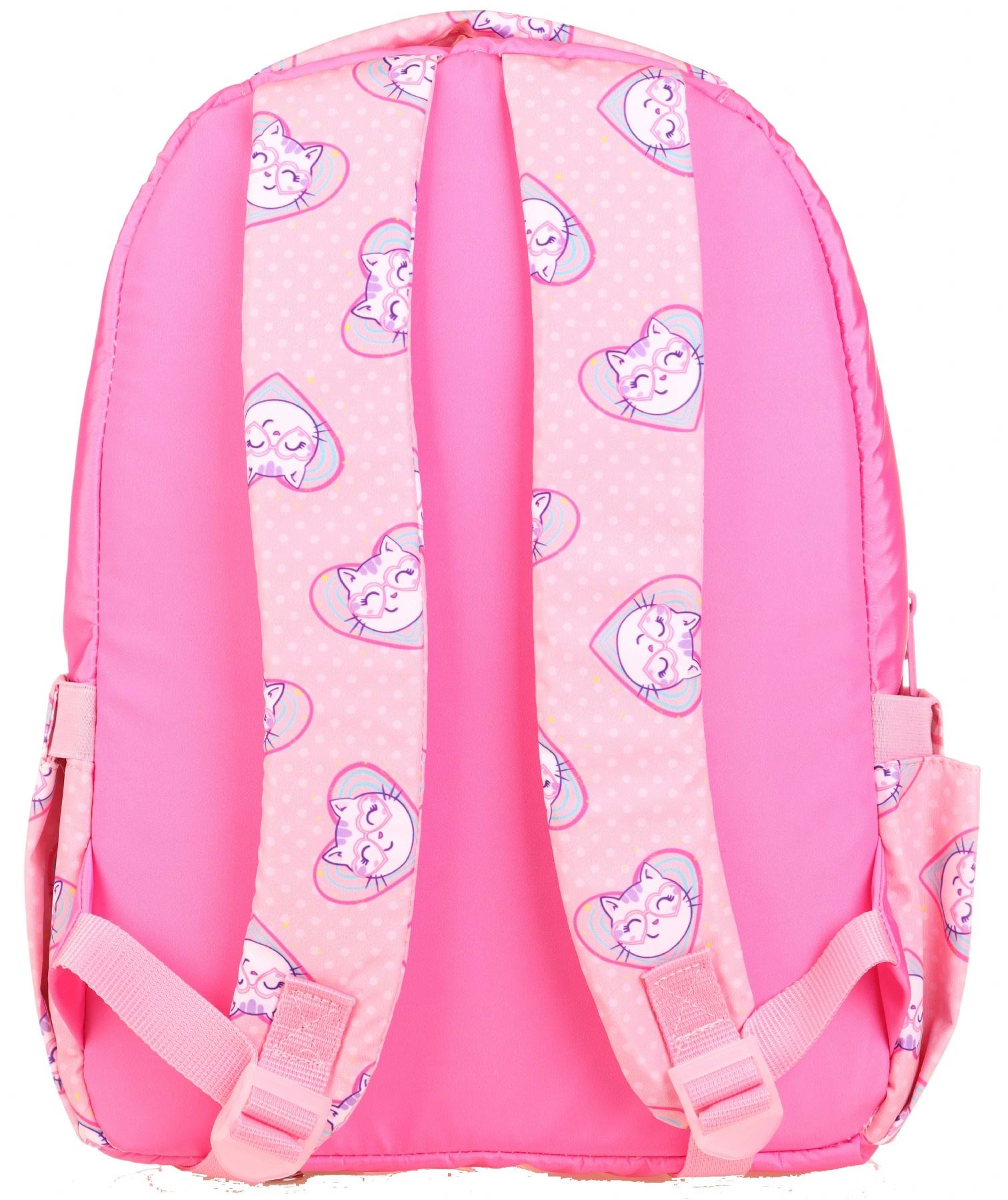 Kaukko Kids Kız Çocuk Pembe Sevimli Kedi Baskılı Dört Bölmeli İlkokul Sırt Çantası - KK-L5157