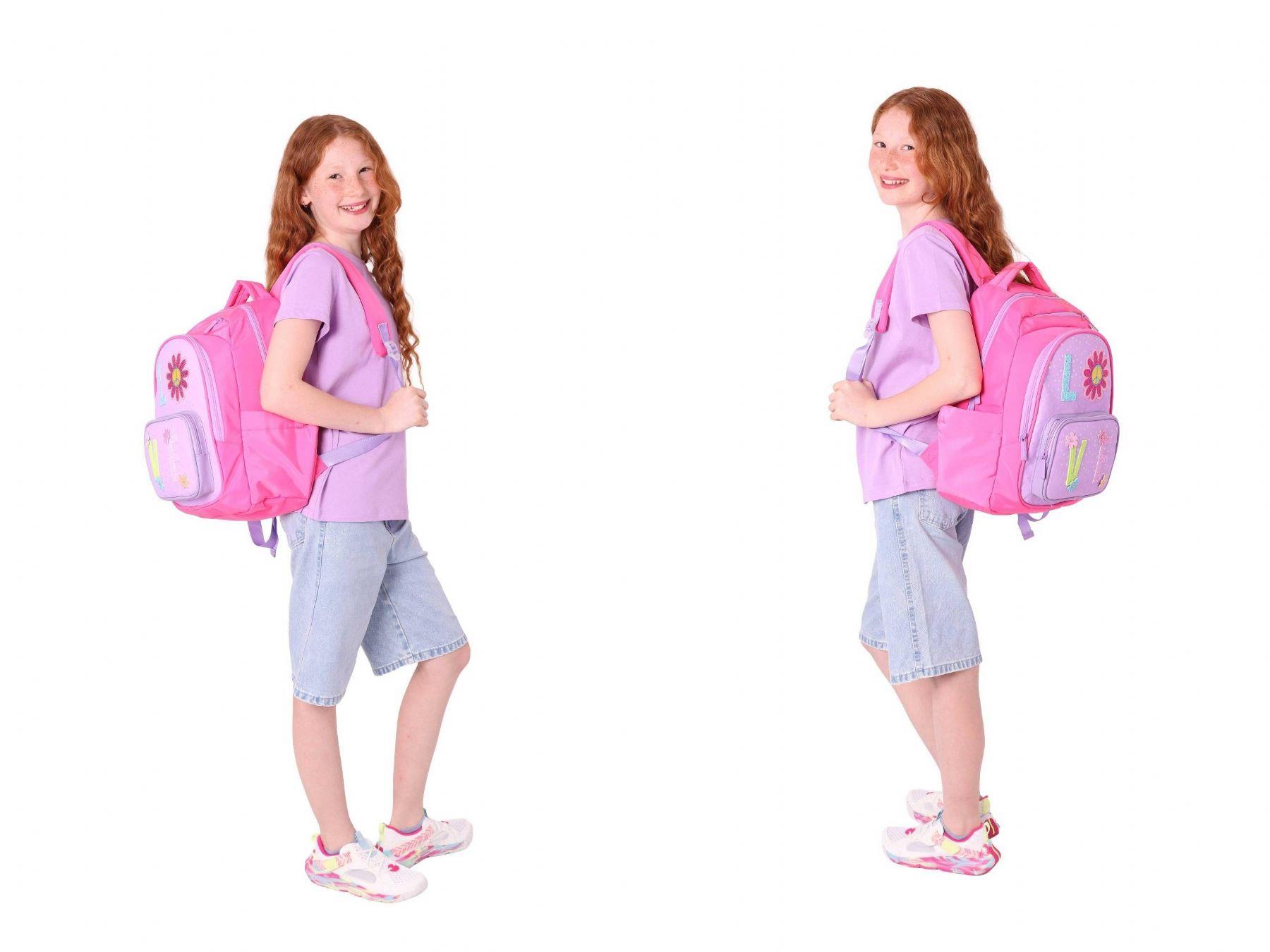 Kaukko Kids Kız Çocuk Simli Love Desenli İlkokul 1.2.3.4. Sınıf Üçlü Okul Çanta Seti