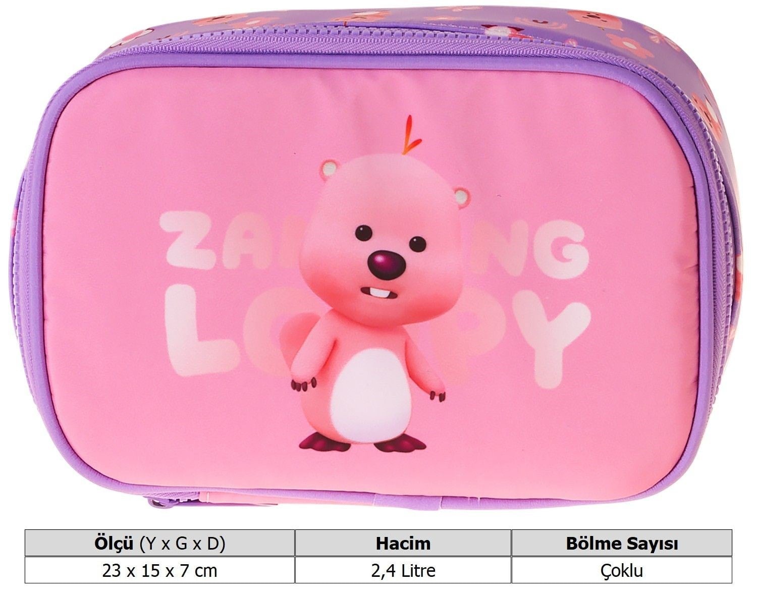 Kaukko Kids Loopy Baskılı Lila - Pembe Kız Çocuk Organizer Kalem Çantası - Kalemlik - L5295