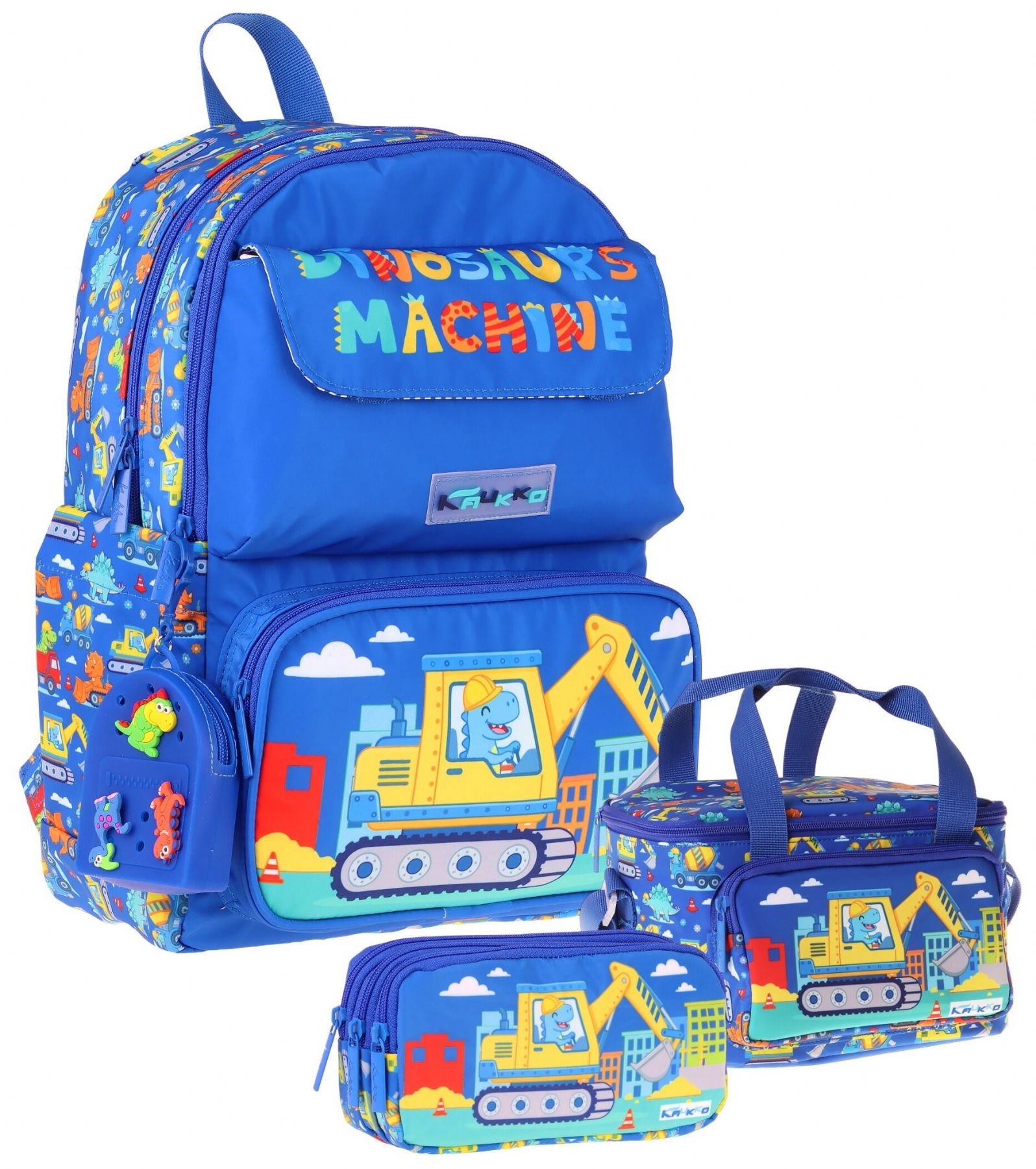 Kaukko Kids Mechanic(Mavi - Sarı Renk) Erkek Çocuk Üçlü İlkokul Okul Çantası Seti/Takımı - SETKK-L5369A
