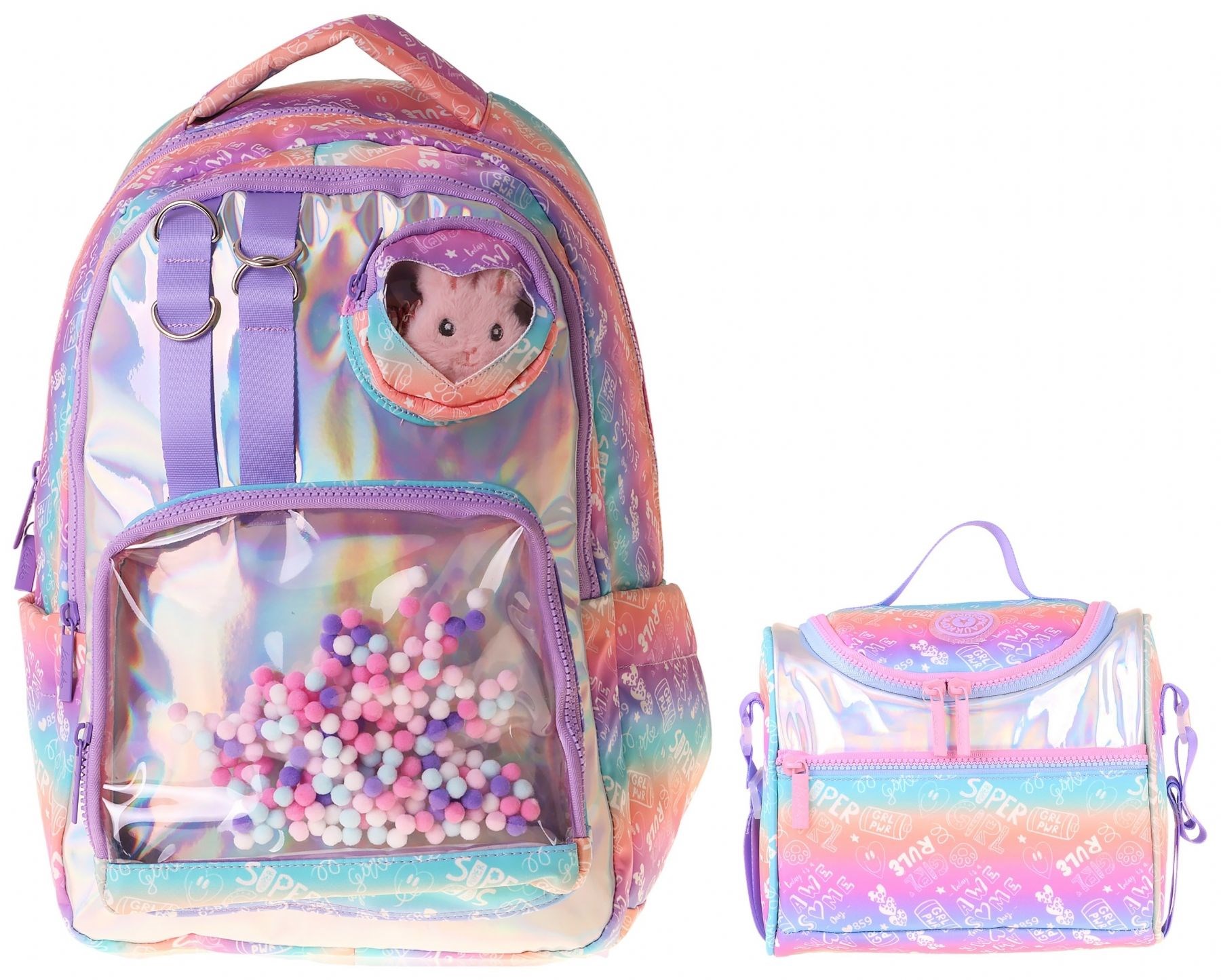 Kaukko Kids Rule Kız Çocuk Lila İlkokul Sırt Çantası ve Beslenme Çanta Seti - SETKK-L5348B