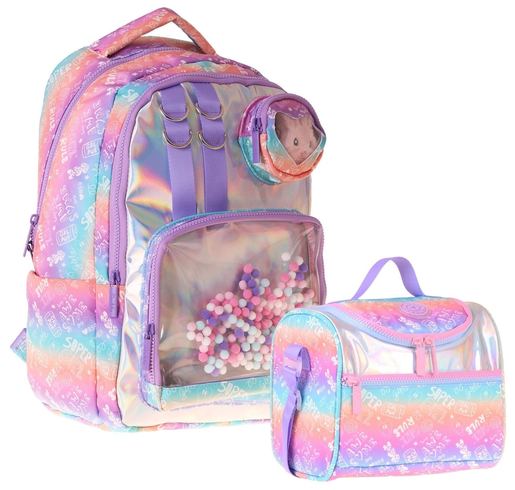 Kaukko Kids Rule Kız Çocuk Lila İlkokul Sırt Çantası ve Beslenme Çanta Seti - SETKK-L5348B
