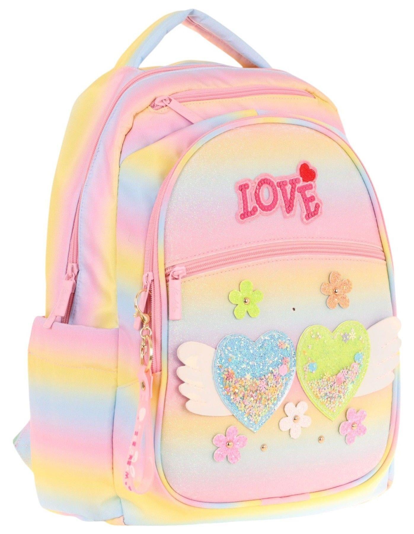 Kaukko Kids Simli Kalp ve Çiçek Detaylı Kız Çocuk Dört Bölmeli Okul Çantası - L5213