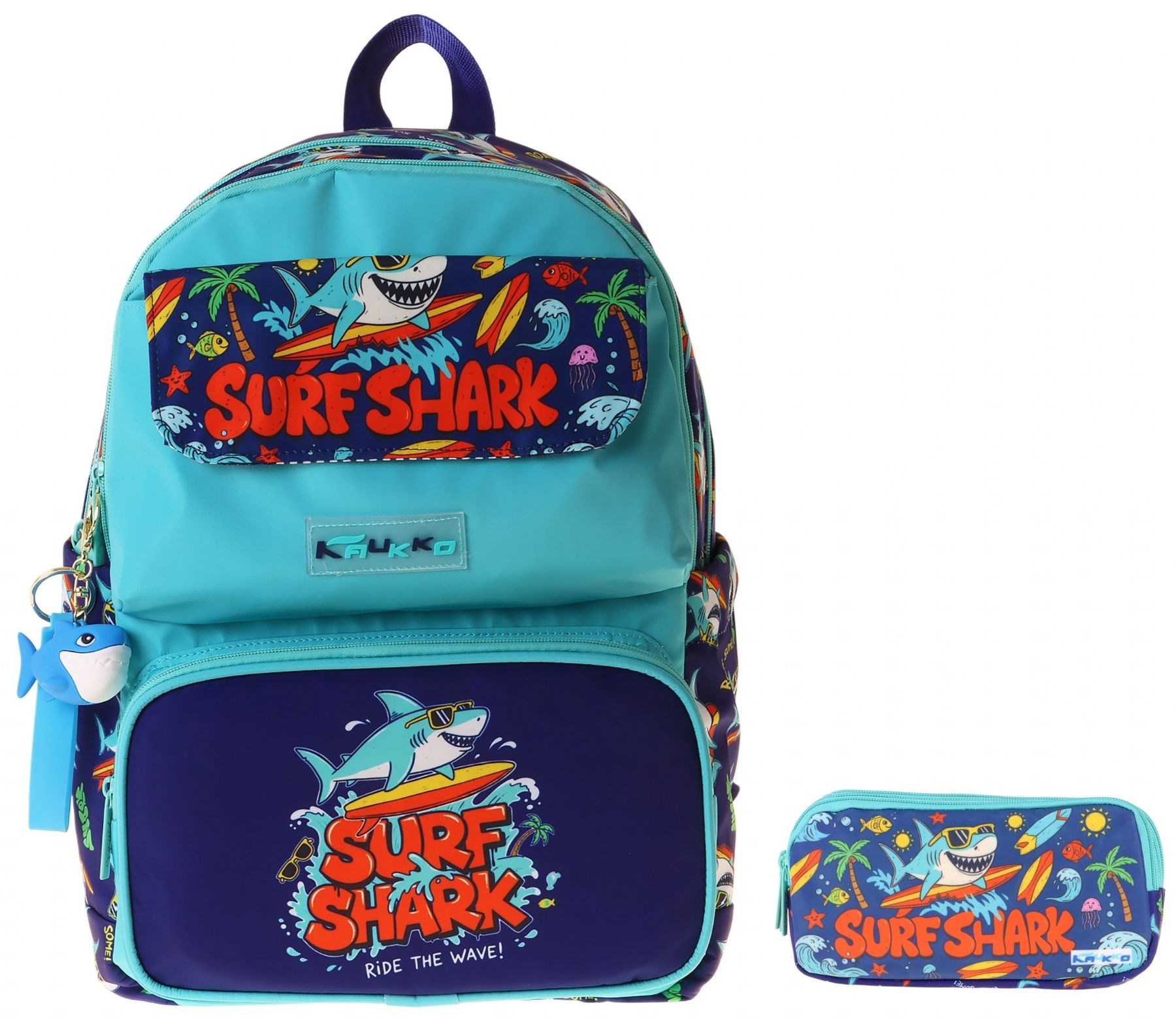 Kaukko Kids Surf Yeşil - Lacivert Erkek Çocuk İlkokul Sırt Çantası ve Kalem Çantası Seti - SETKK-L5354C