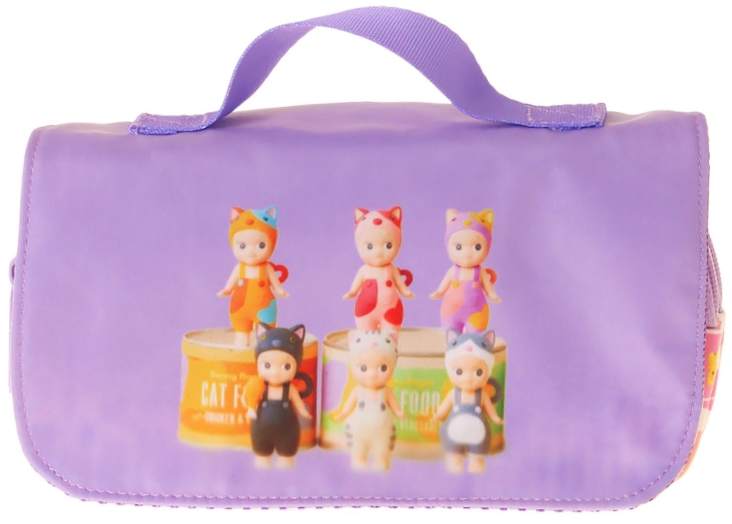 Kaukko Kids Taşıma Askılı Kız Çocuk Cat Life Baskılı Şık Kalem Çantası (Mor - Krem) - L5315
