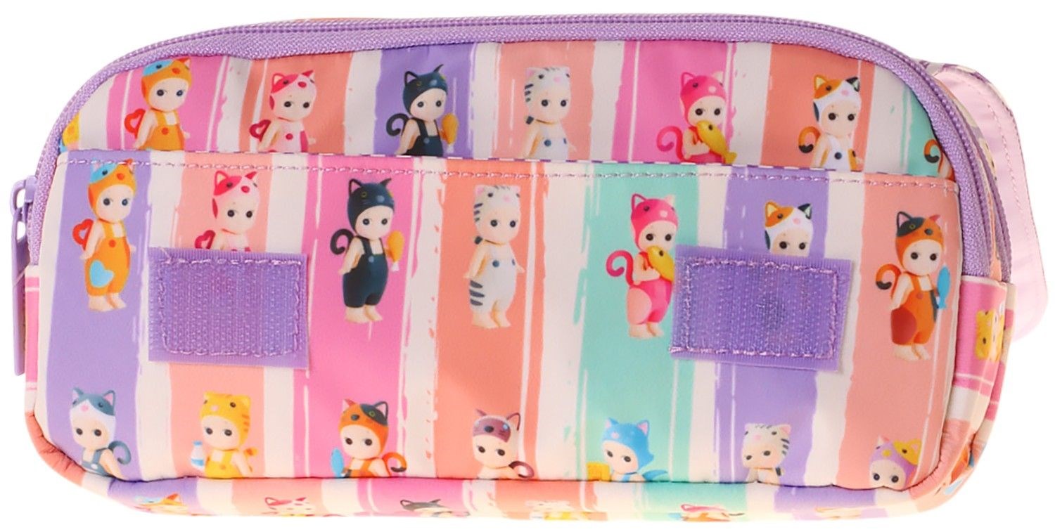 Kaukko Kids Taşıma Askılı Kız Çocuk Cat Life Baskılı Şık Kalem Çantası (Mor - Krem) - L5315