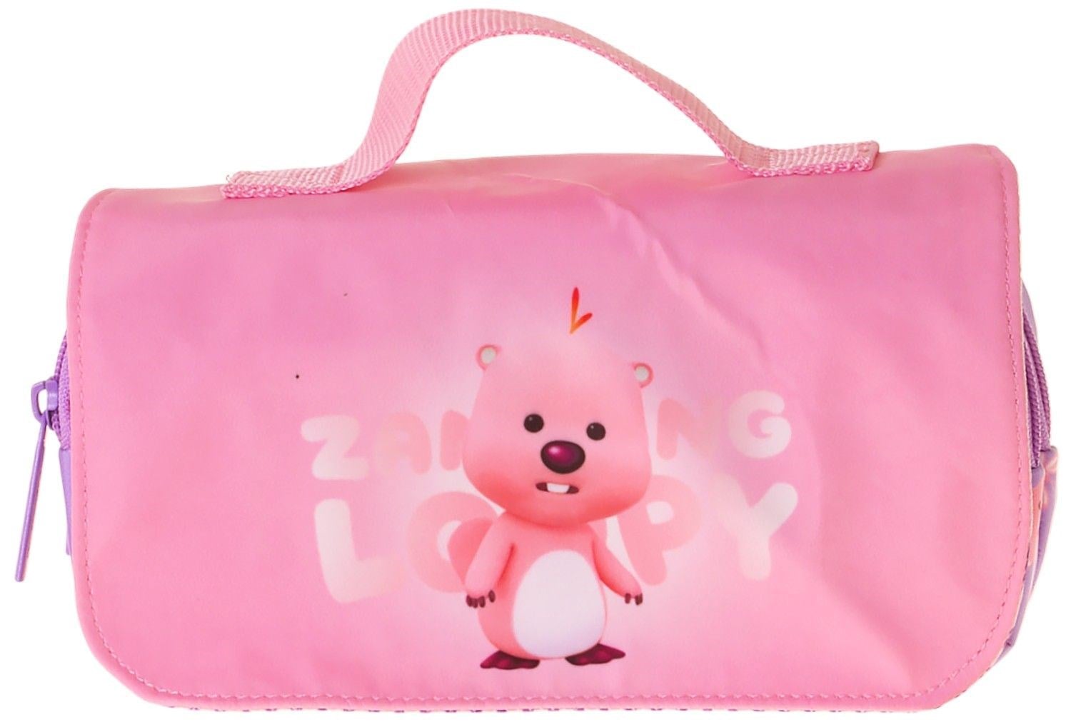 Kaukko Kids Taşıma Askılı Kız Çocuk Loopy Baskılı Şık Kalem Çantası (Lila - Pembe) - L5305