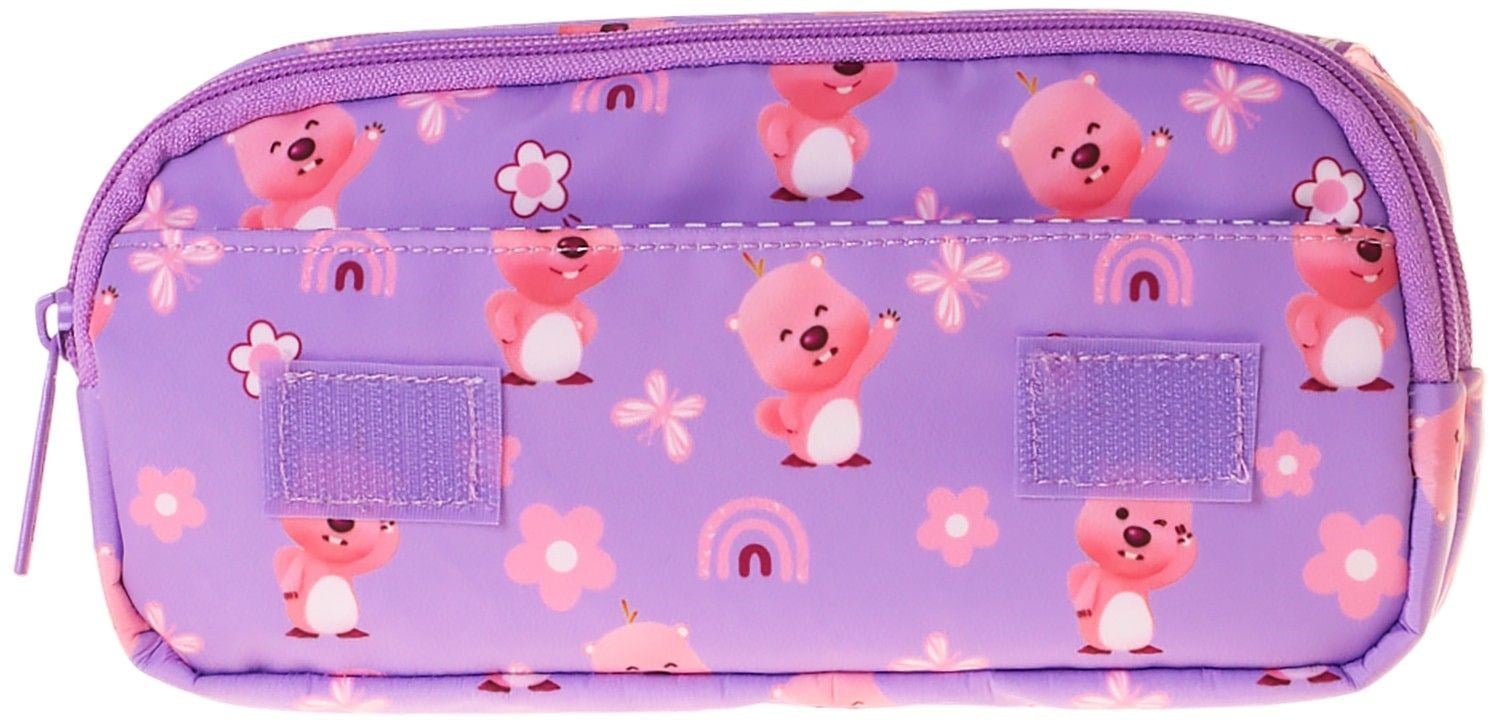 Kaukko Kids Taşıma Askılı Kız Çocuk Loopy Baskılı Şık Kalem Çantası (Lila - Pembe) - L5305