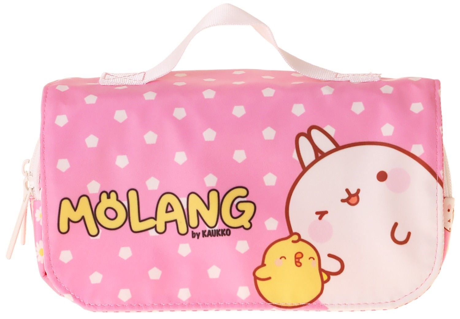 Kaukko Kids Taşıma Askılı Kız Çocuk Molang Baskılı Şık Kalem Çantası (Pembe - Sarı) - L5320