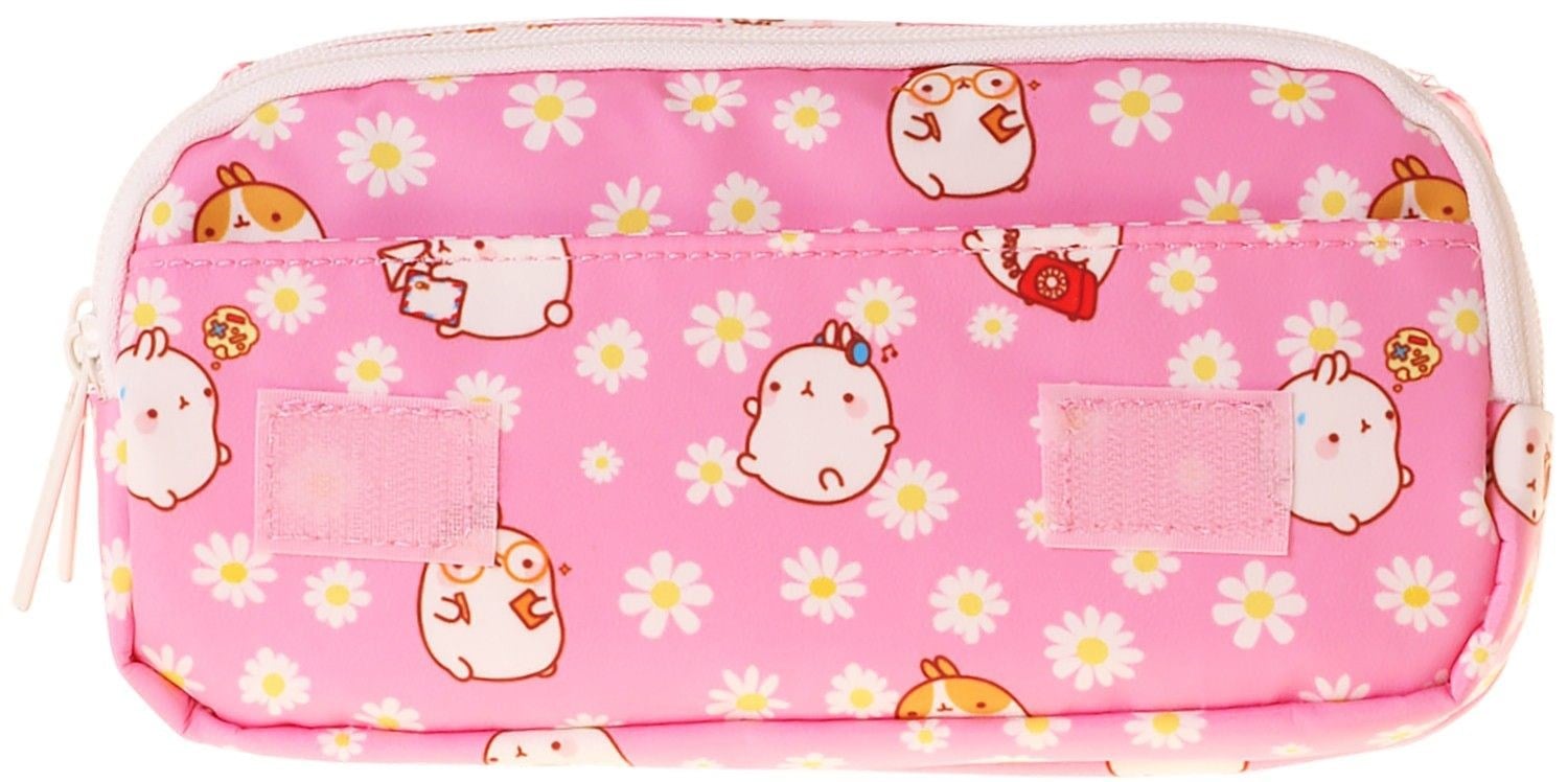 Kaukko Kids Taşıma Askılı Kız Çocuk Molang Baskılı Şık Kalem Çantası (Pembe - Sarı) - L5320